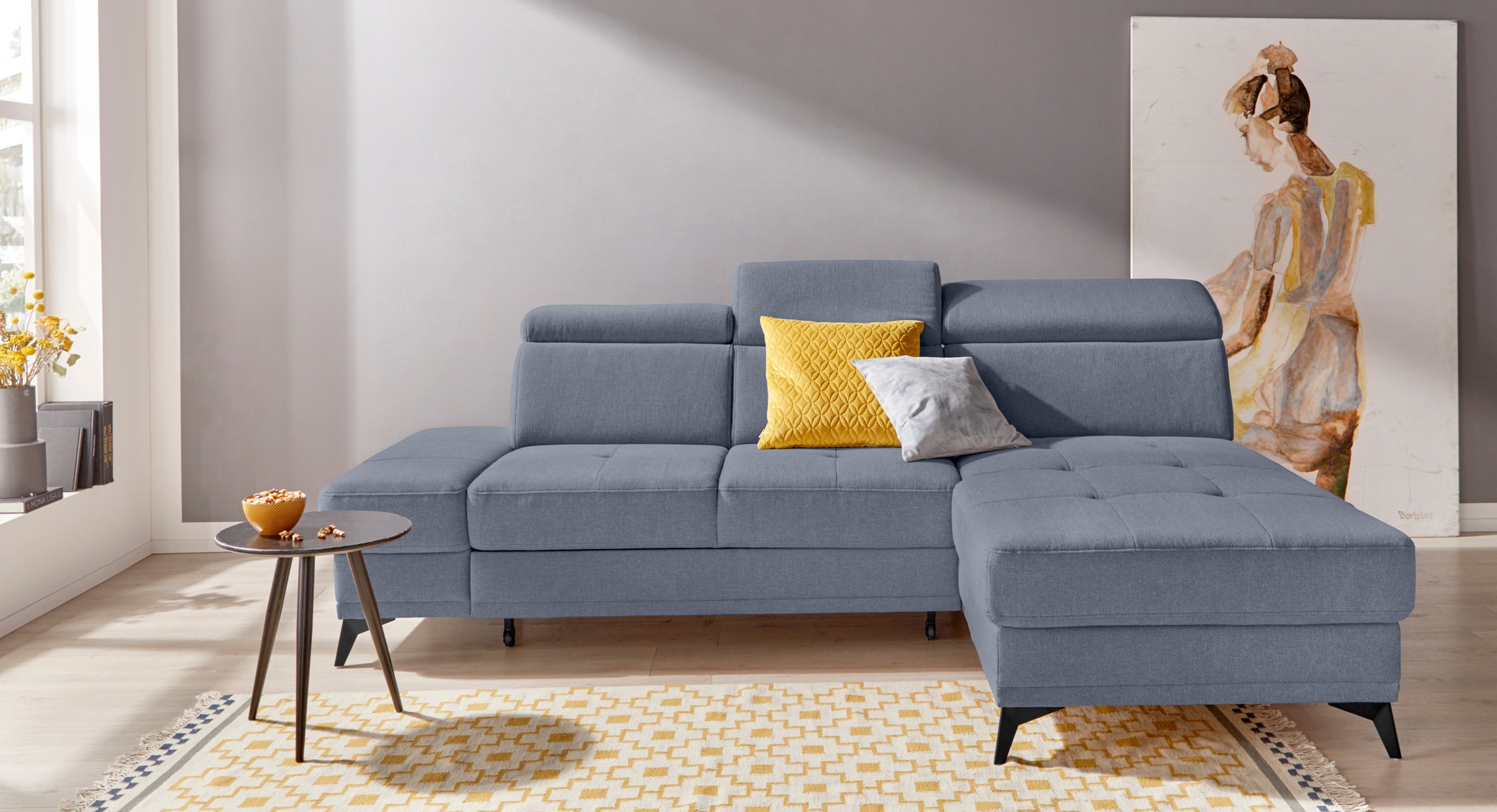 Home affaire Ecksofa "Cardiz L-Form" inkl.Kopfteilverstellung und Federkern günstig online kaufen