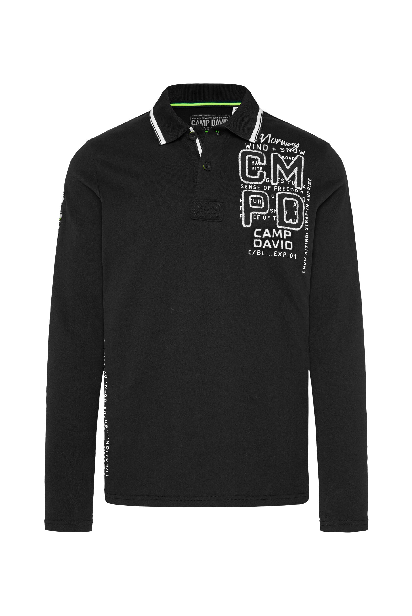 CAMP DAVID Langarm-Poloshirt, aus Baumwolle