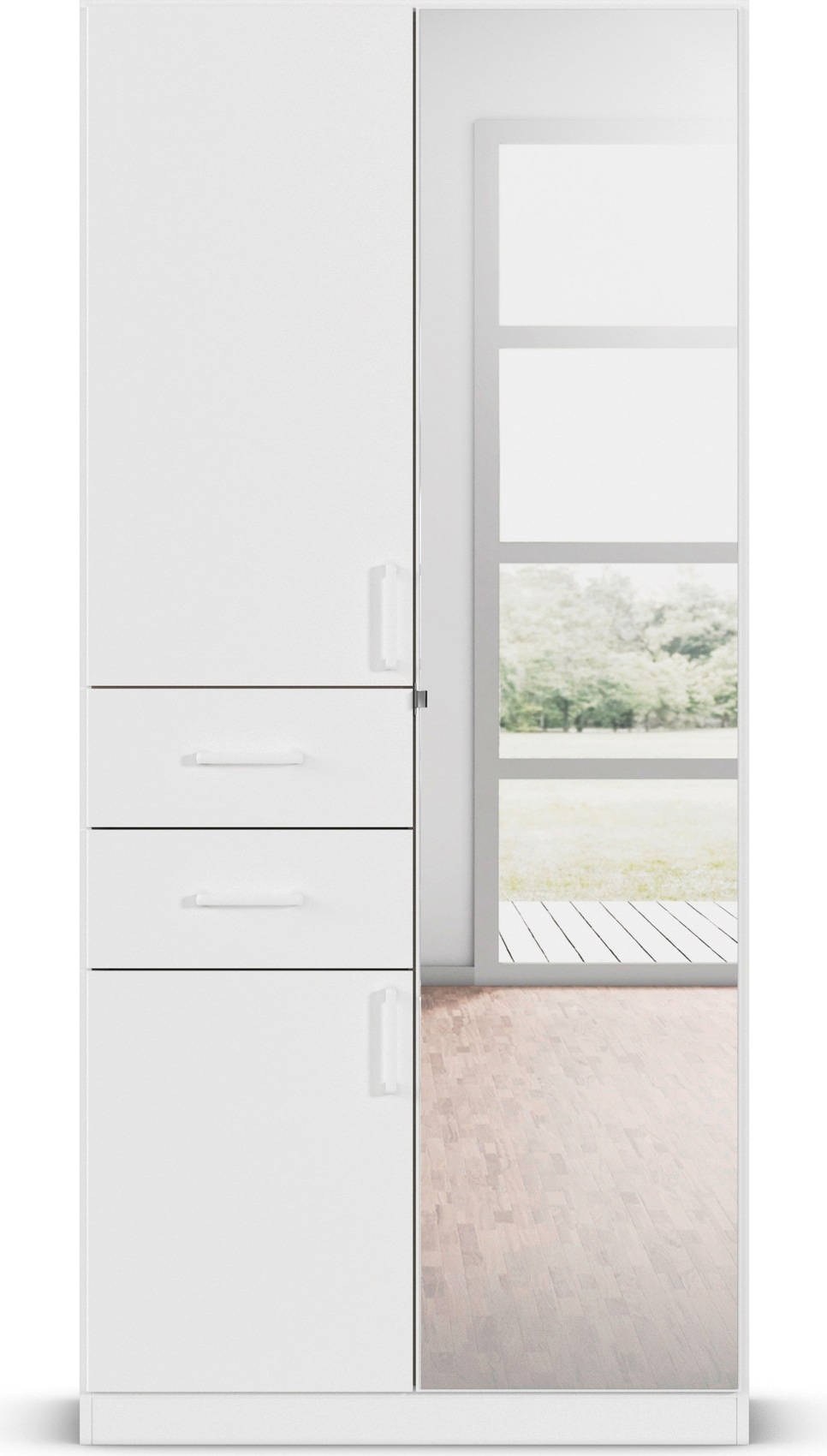 rauch Drehtürenschrank »Maika« mit Spiegel, 2 Schubladen, in verschiedenen Breiten, Höhen und Farben