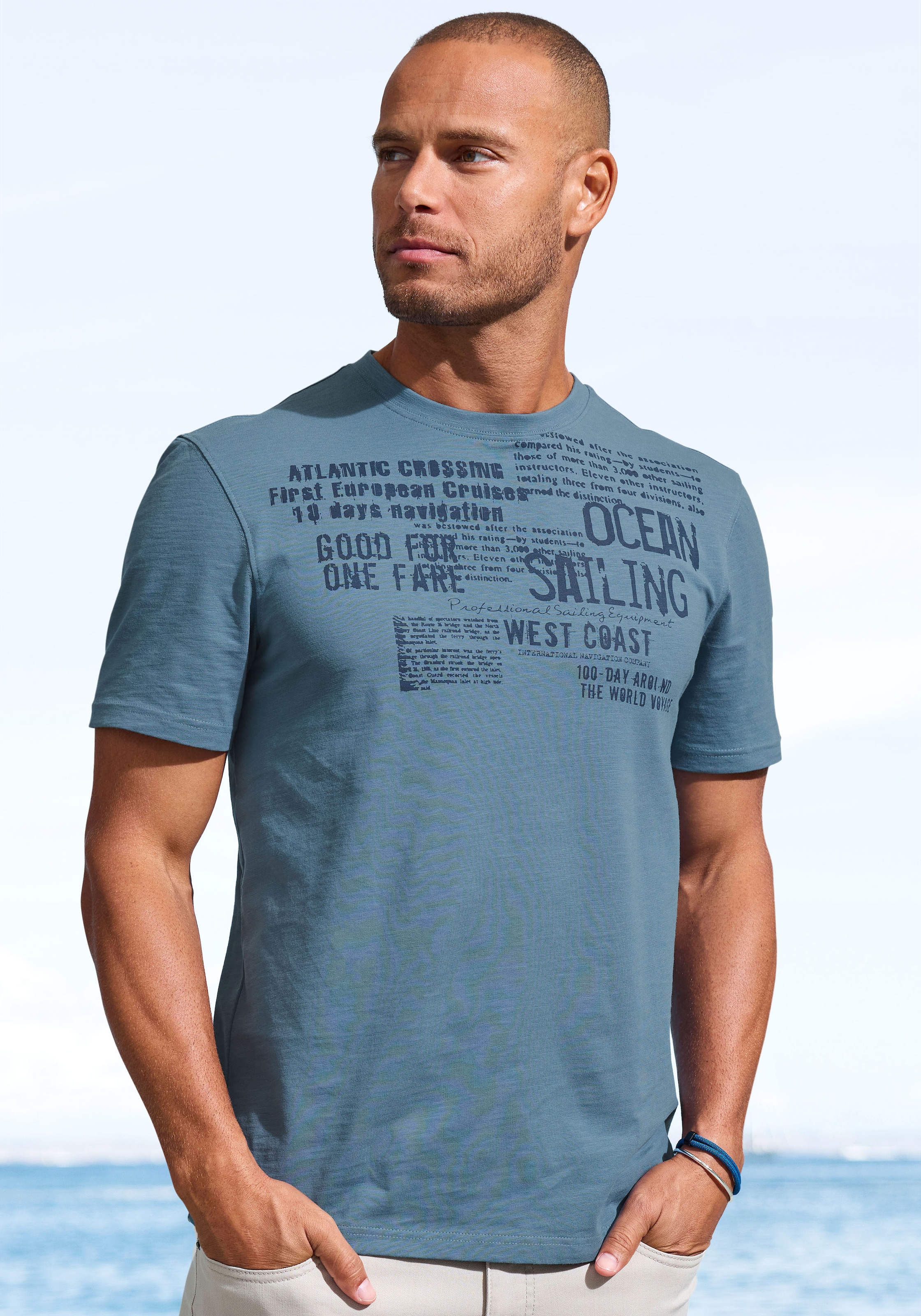 John Devin T-Shirt "mit Print", Regular-Fit, aus Slub-Qualität, mit Print günstig online kaufen