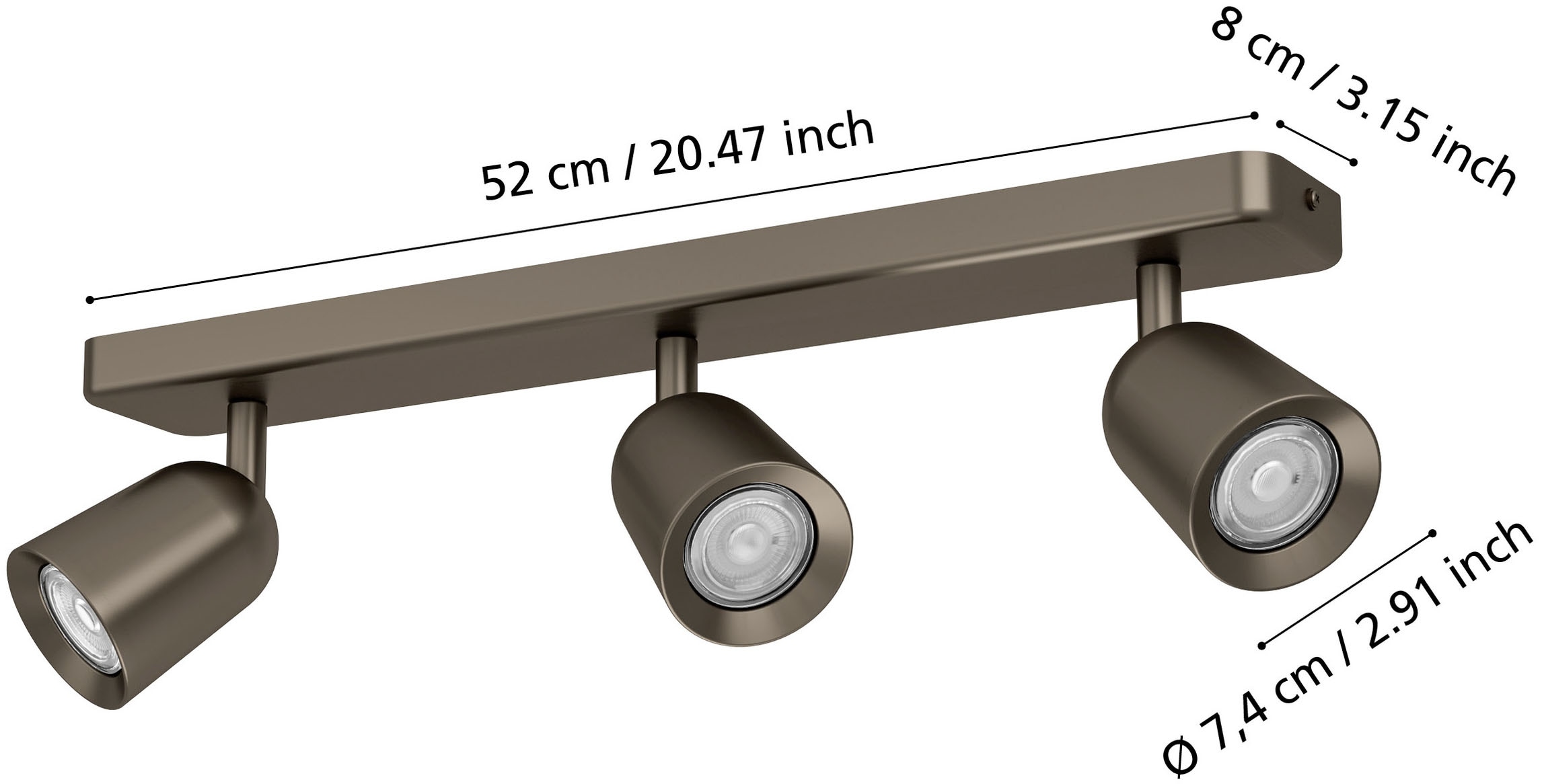 EGLO Deckenspot »CAMALDOLI Spotlampe - Stahl - GU10 - 3X10W - IP20« GU10 1 Stk. Wandleuchte, Wandspot, schwenkbar, Strahler, L52 x B4,5 x H11,5 cm
