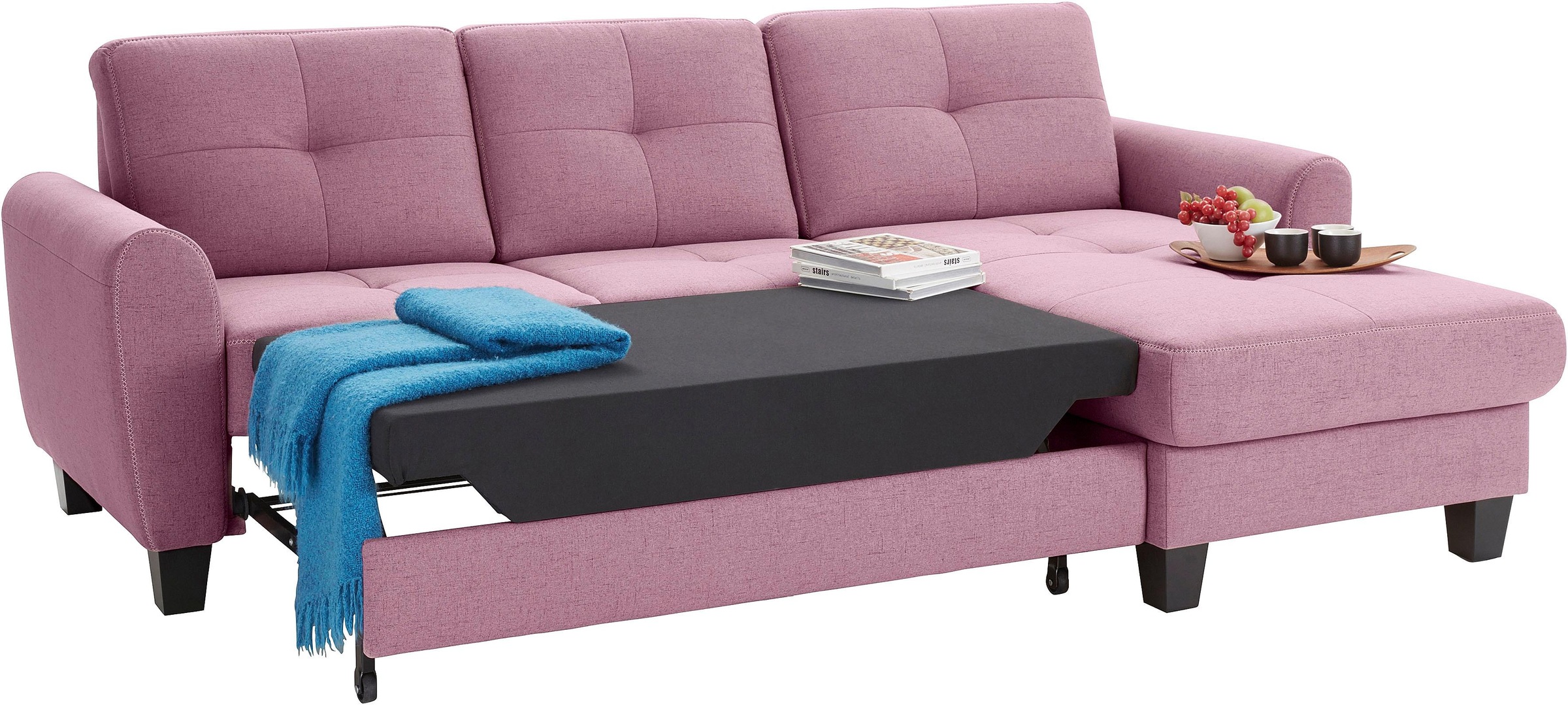 sit&more Ecksofa »Varese L-Form«, mit Federkern, wahlweise mit Bettfunktion und Stauraum