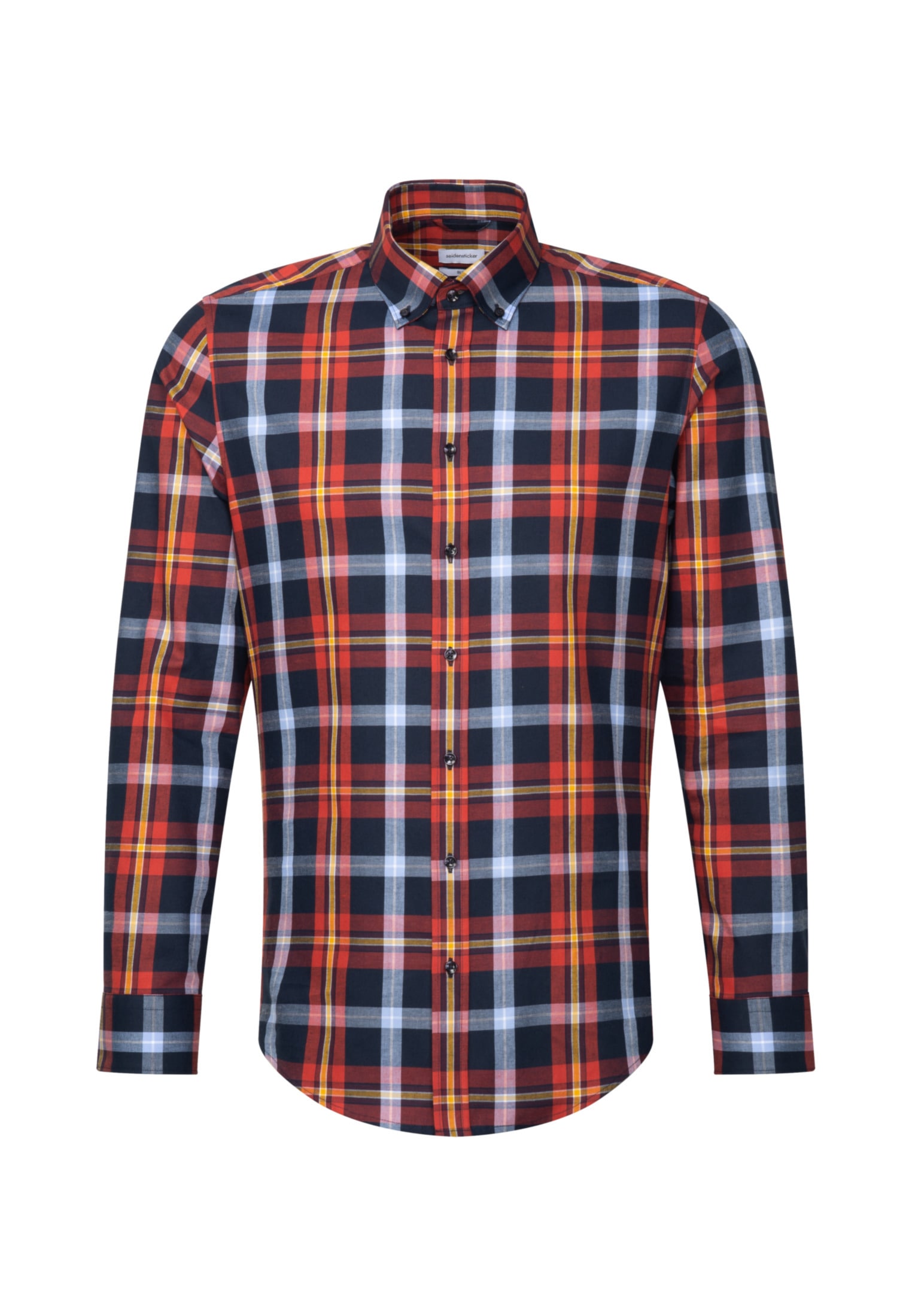 seidensticker Flanellhemd »Slim«, Slim Langarm Button-Down-Kragen Karo