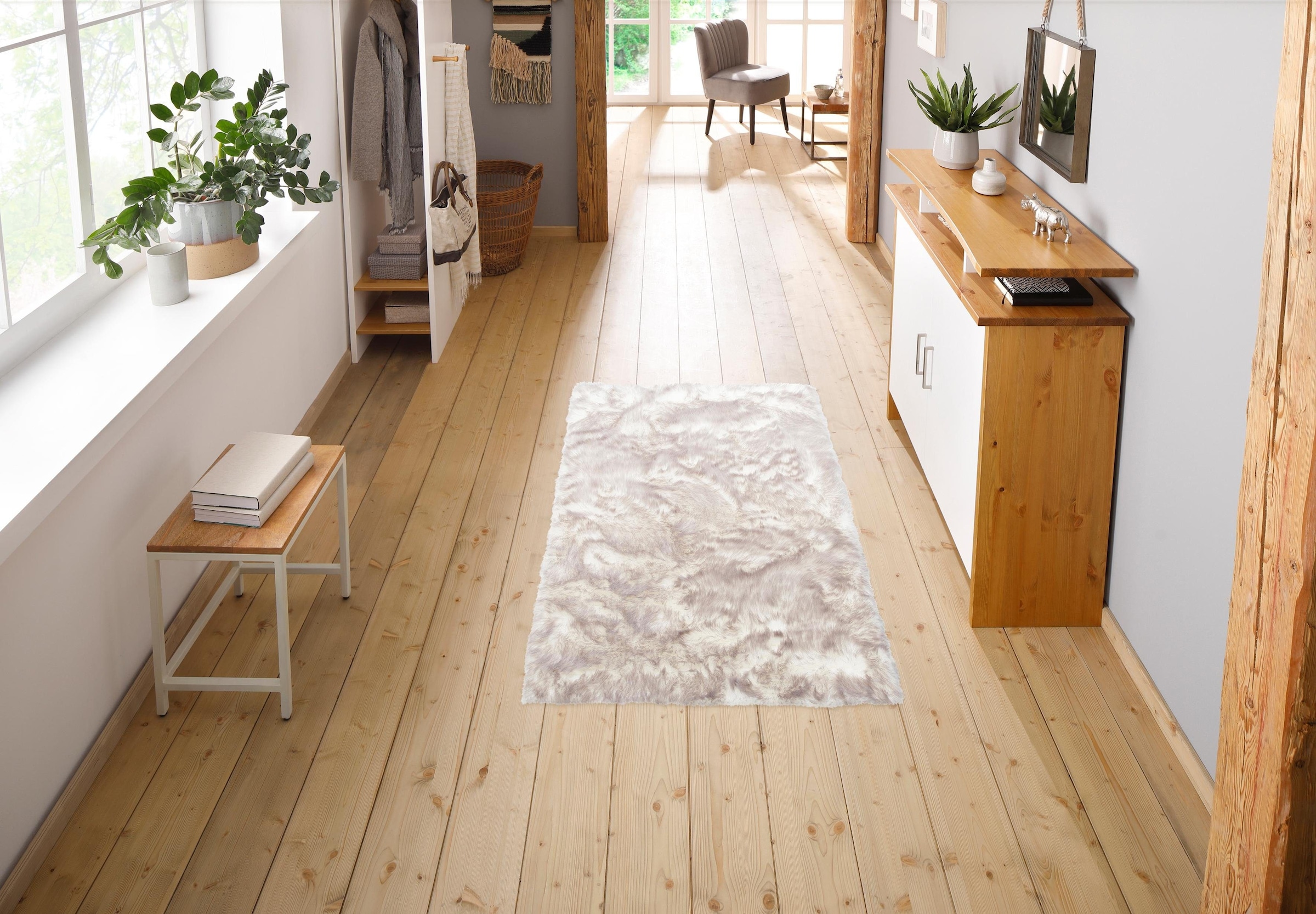 my home Hochflor-Läufer »Sammo«, rechteckig, 60 mm Höhe, Kunstfell, leuchtende Farben, besonders weich, echter Kuschelteppich