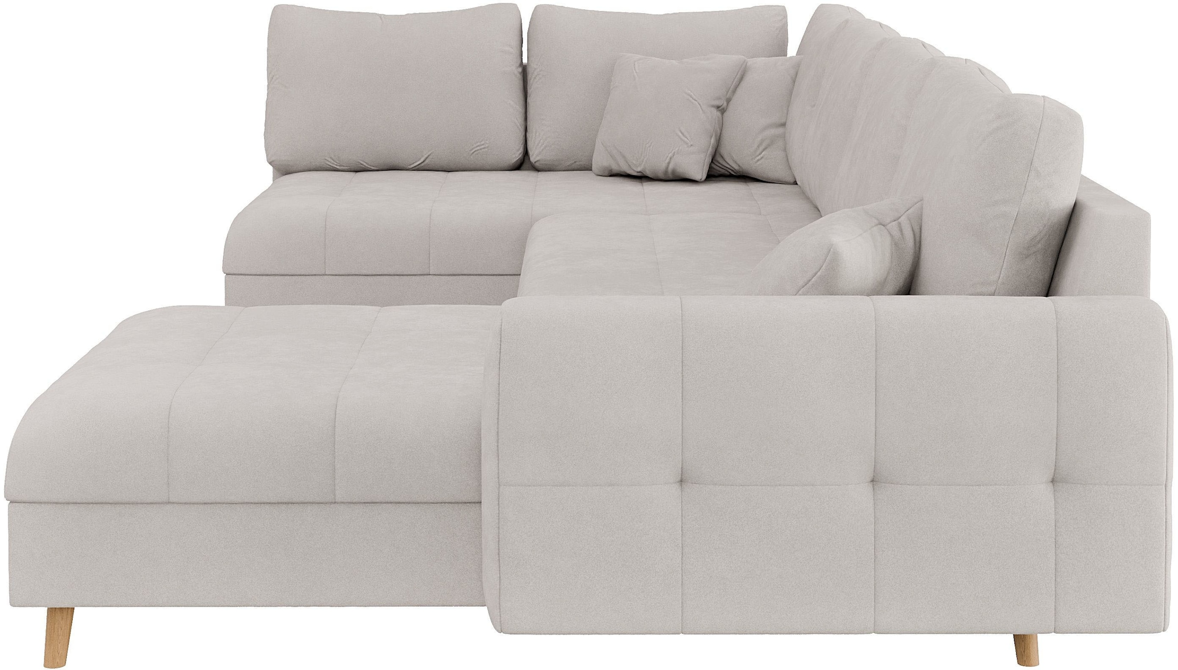 Home affaire Wohnlandschaft »CHARRE U-Form mit Ottomane, Maße B/T/H: 310/161/81 cm« feine Steppung, lose Rücken- und Zierkissen, auch in Cord und Bouclé