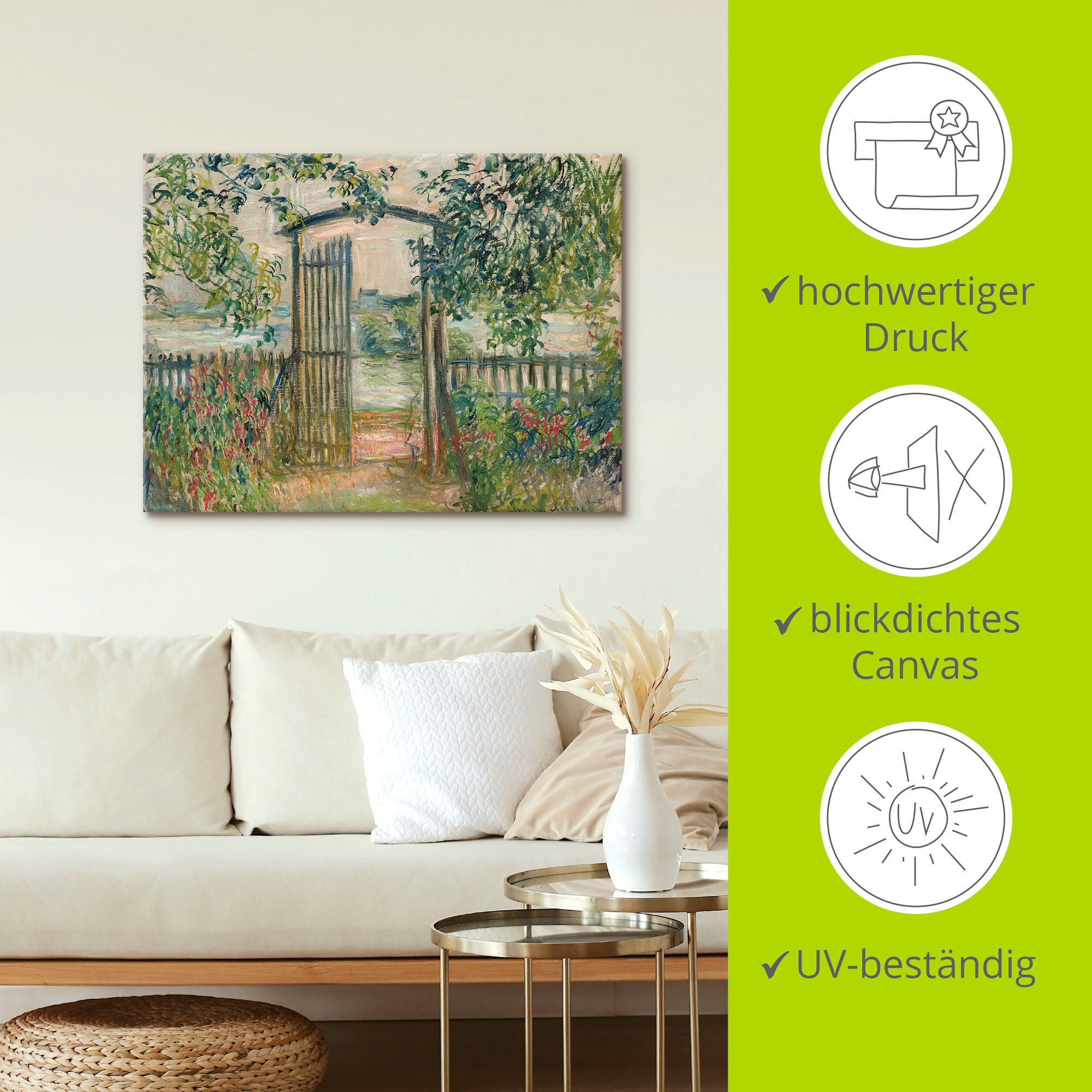 Artland Wandbild »Das Gartentor in Vetheuil«, Garten, (1 St.), als Leinwandbild, Poster in verschied. Größen