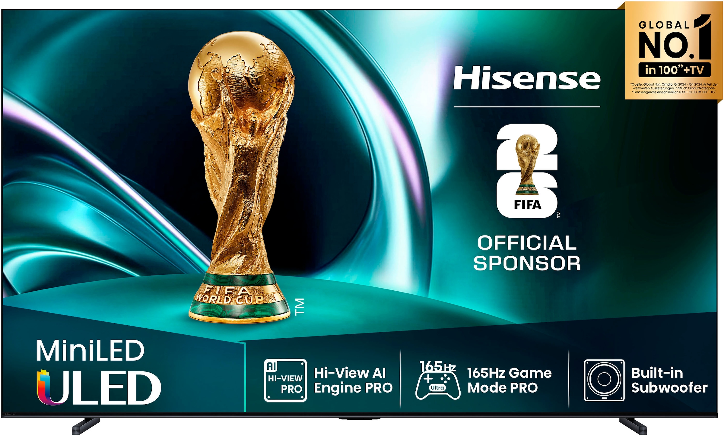 HISENSE QLED Mini LED-Fernseher "100U7Q", 100 ′′schwarz, Fernseher, 4K UHD Mini LED