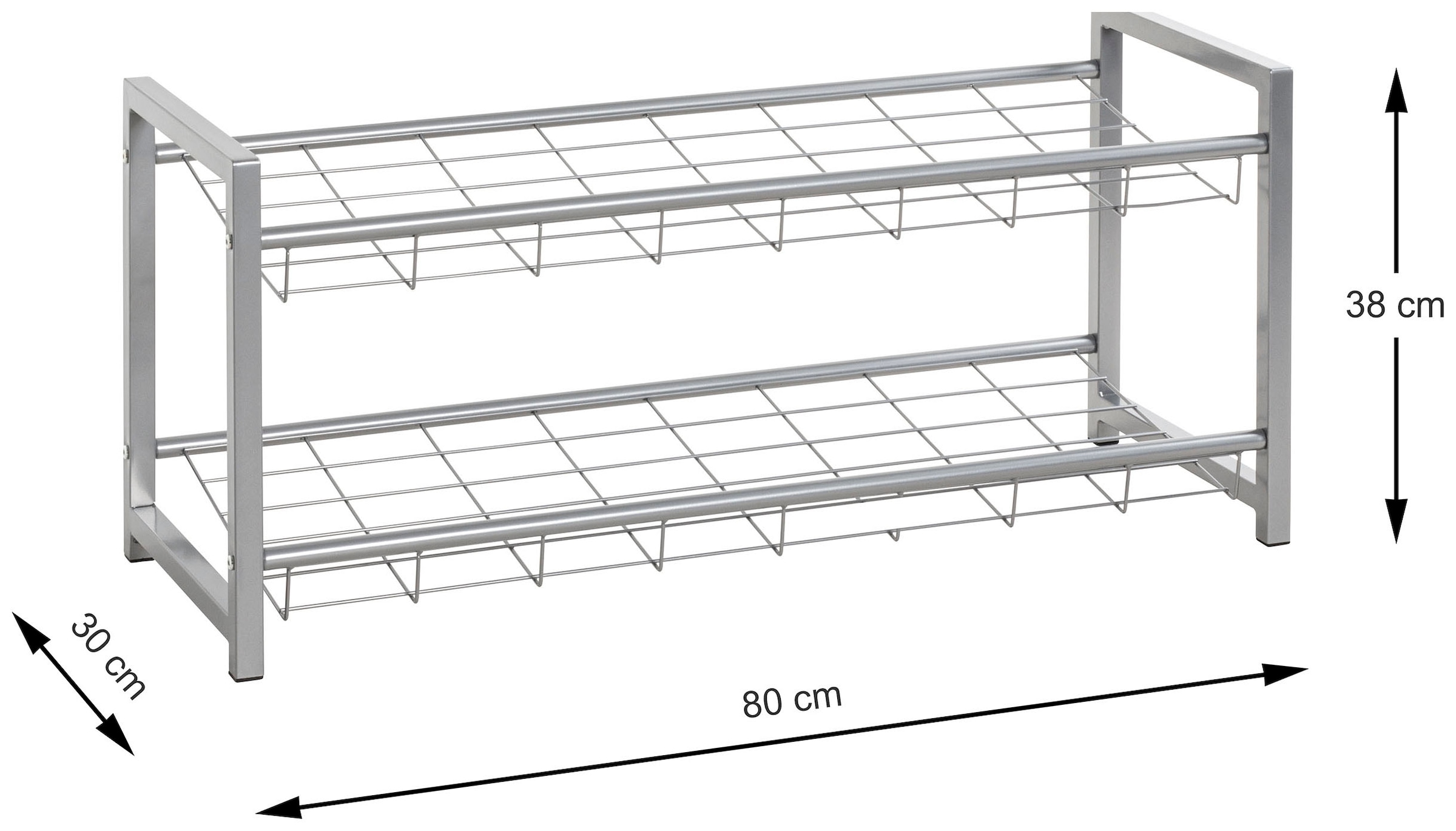 HAKU Schuhregal »Schuhaufbewahrung« rechteckig - aus Metall Grau - B/T/H 80/30/38 cm
