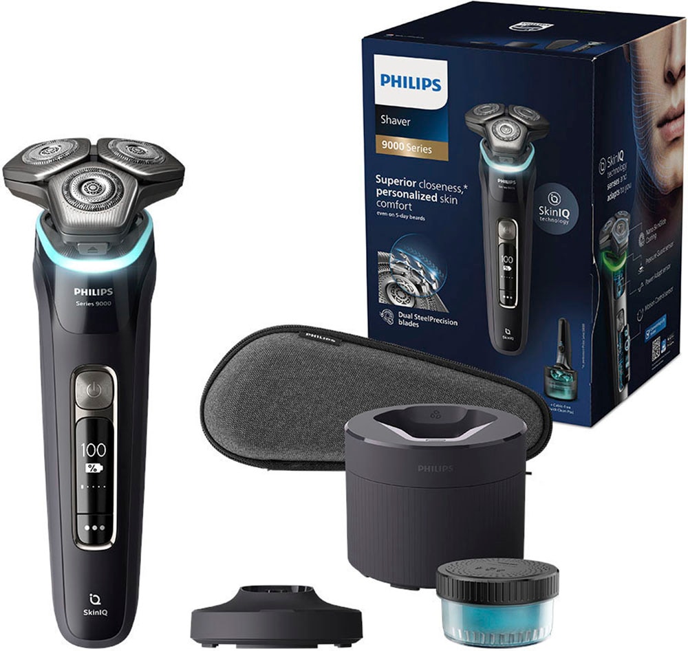 Philips Elektrorasierer »Shaver Series 9000 S9976/55«, integrierter Präzisionstrimmer, 1 Reinigungskartusche, Ladestand, Etui, mit SkinIQ Technologie