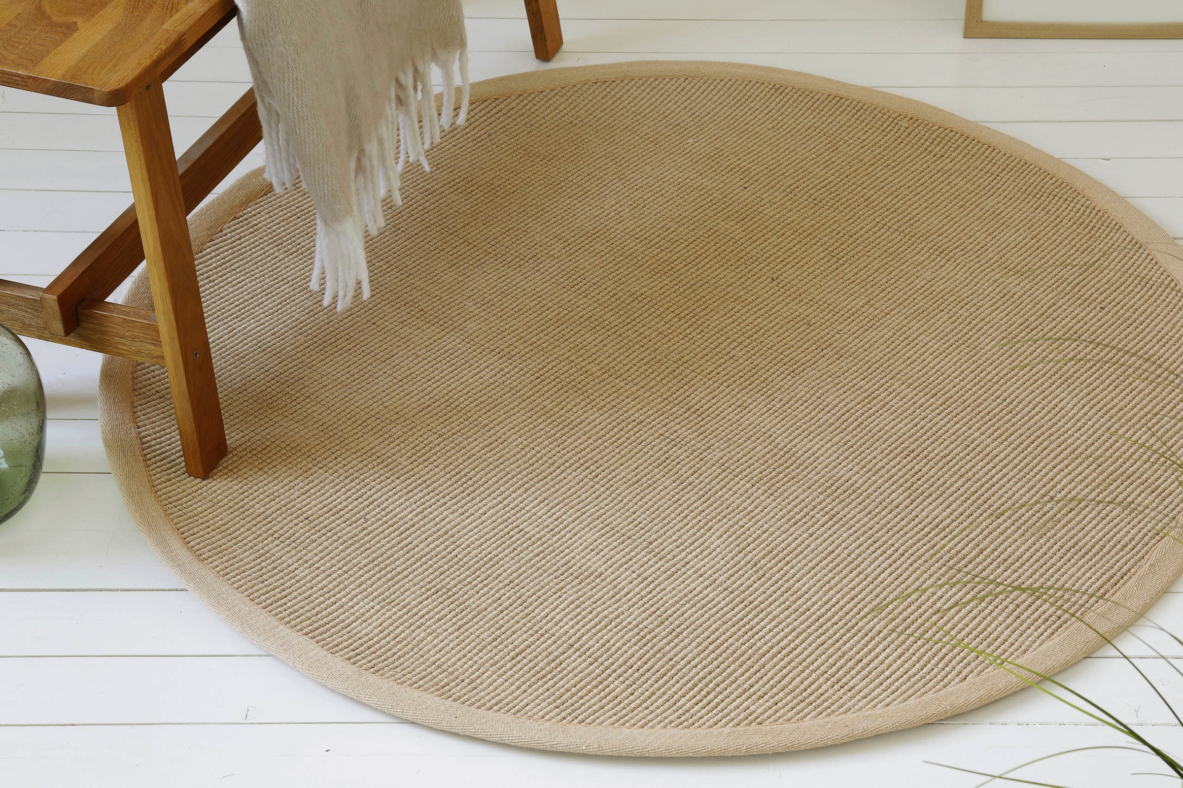 my home Teppich »Liora«, rund, 5 mm Höhe, Flachgewebe, Jute in Sisal Optik, Esszimmer, Flur, uni farben