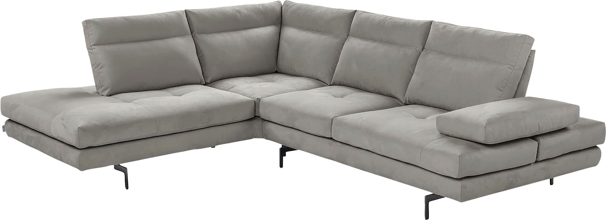 CALIA ITALIA Ecksofa "Toby Wing, B/T: 288/232 cm, Designsofa mit sensationellem Sitzkomfort" L-Form, Sitztiefenverstellung, funktionale Ecke, Füße in schwarz matt
