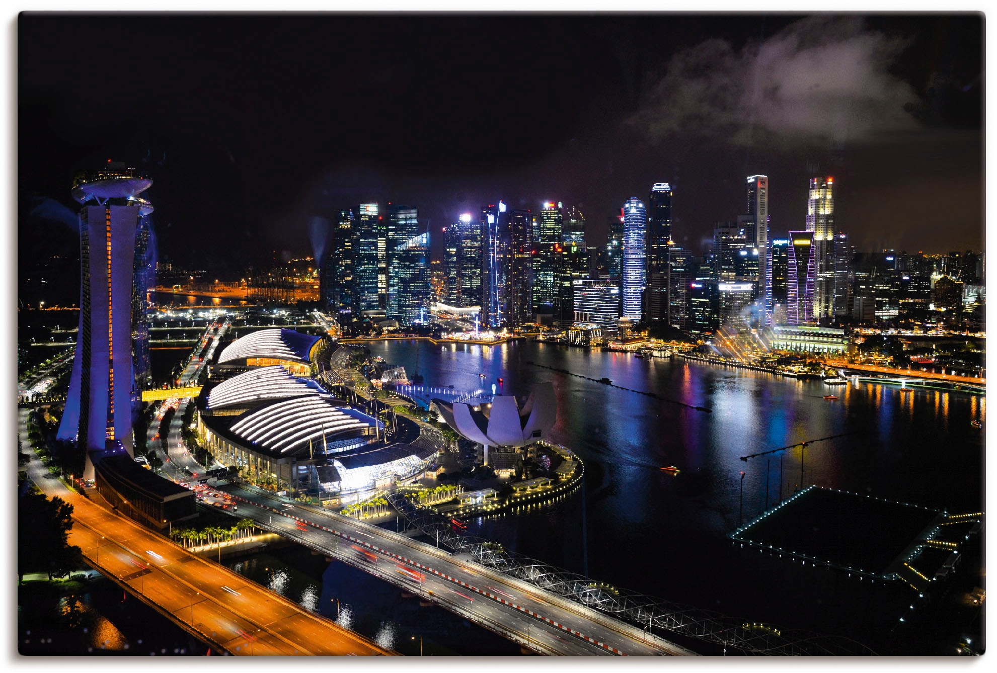 Artland Leinwandbild "Singapur bei Nacht", Bilder von Asien, (1 St.), auf Keilrahmen gespannt