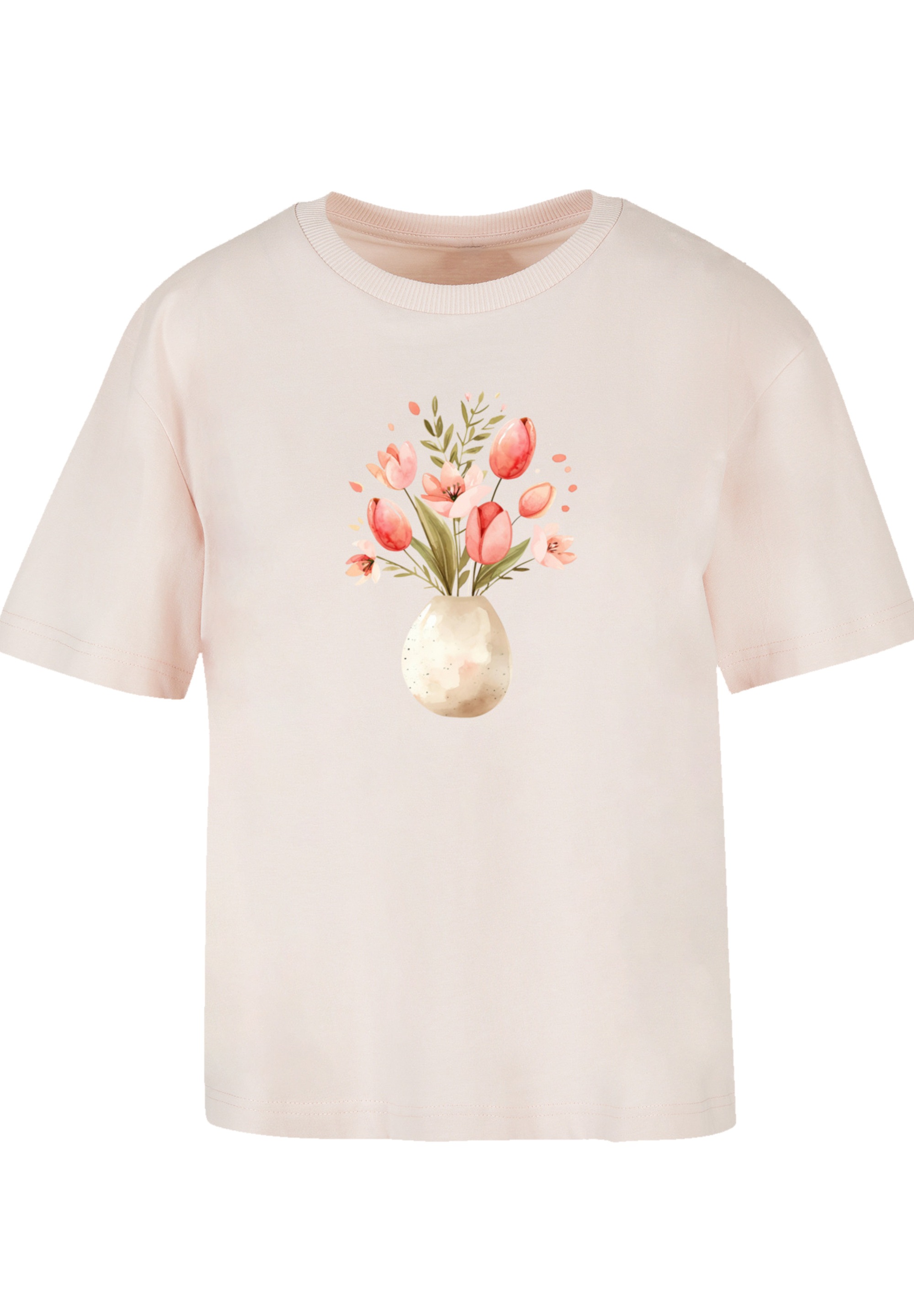 F4NT4STIC T-Shirt »Rosa Frühlingsblumenstrauß in Vase«, Premium Qualität