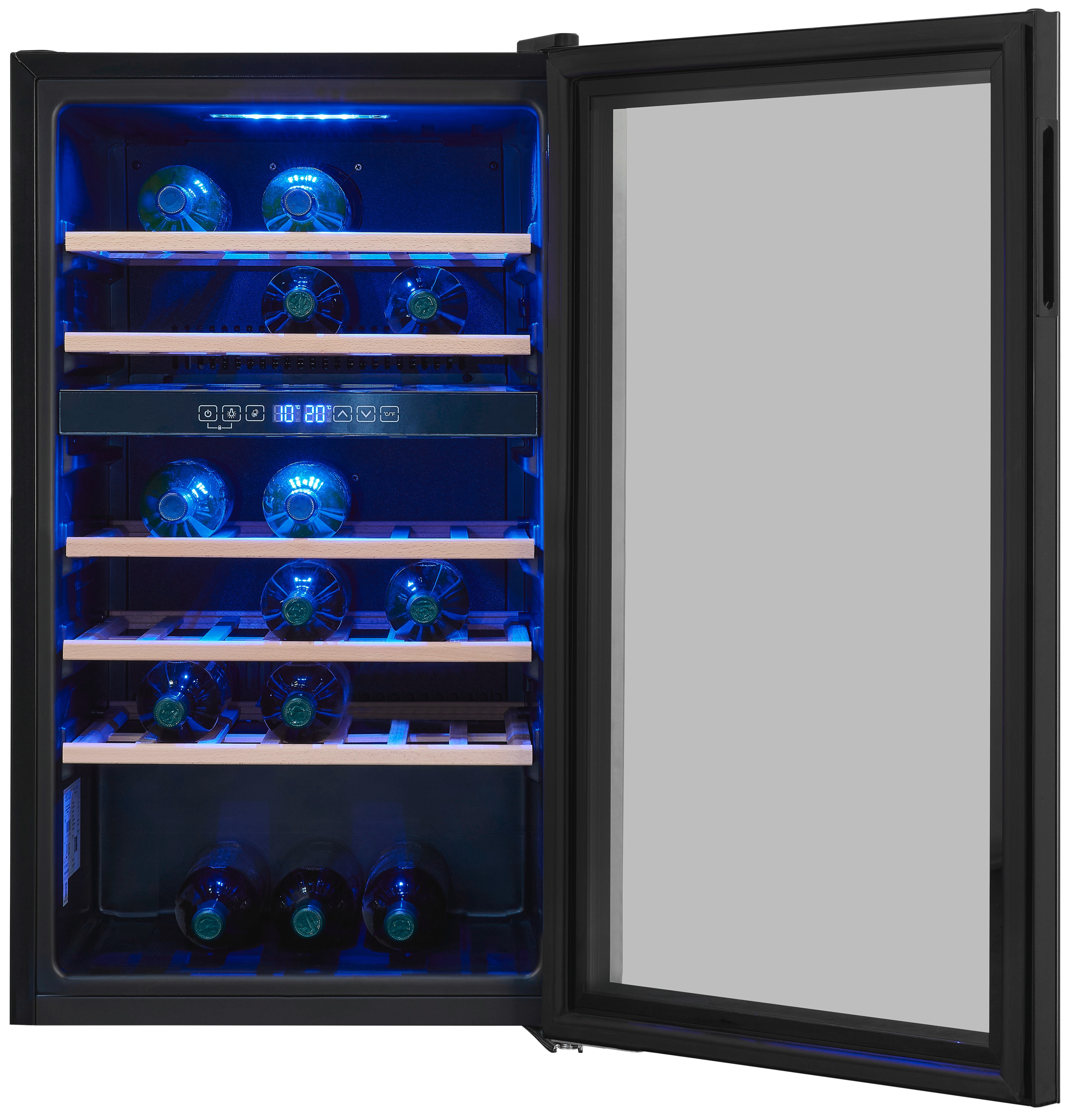 Thumbnail - exquisit Weinkühlschrank "WS2-45-GTE-160G" für 45 Stk. Standardflaschen á 075l Digitale Temperaturanzeige