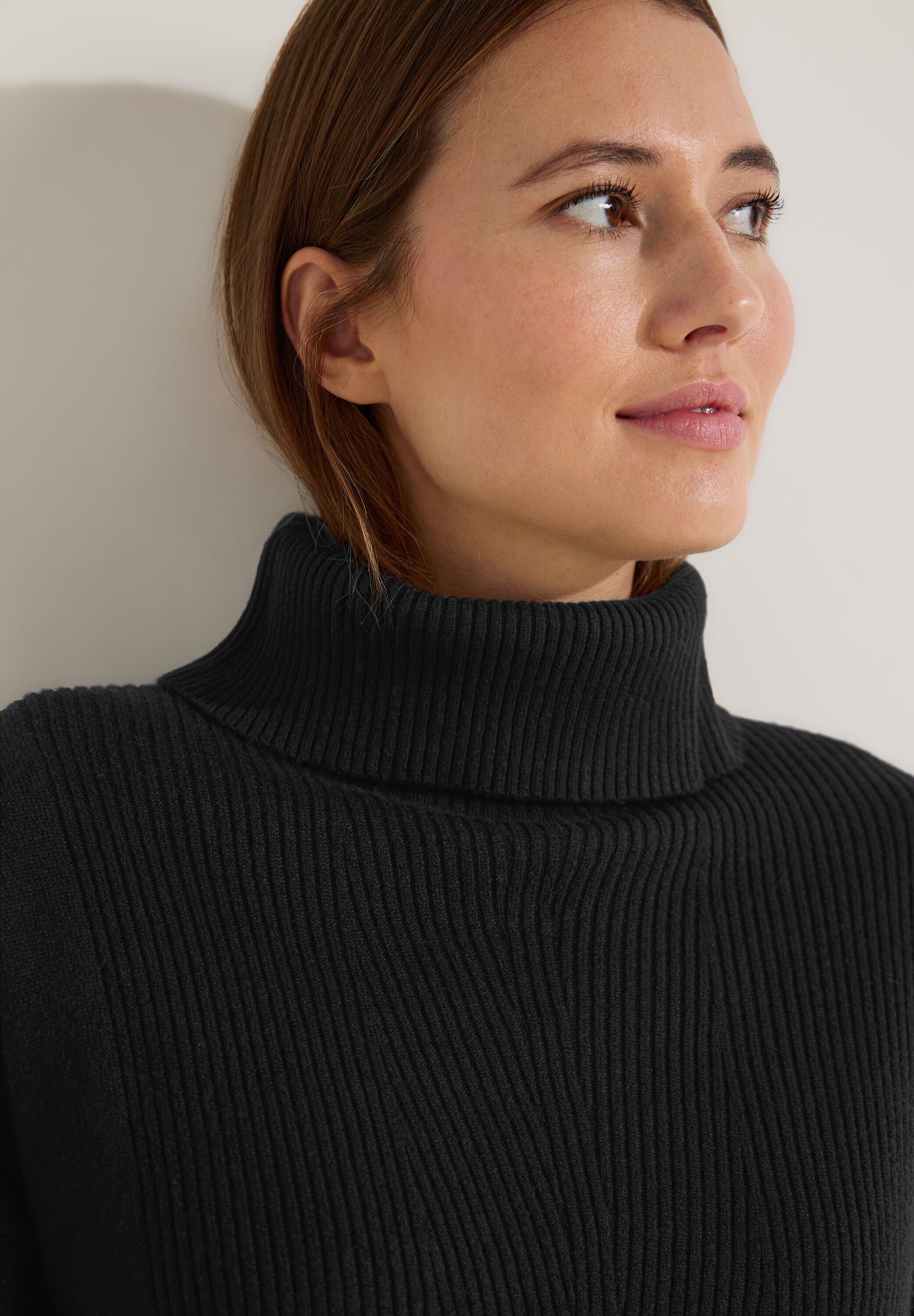 Cecil Rollkragenpullover, mit Rippstrick