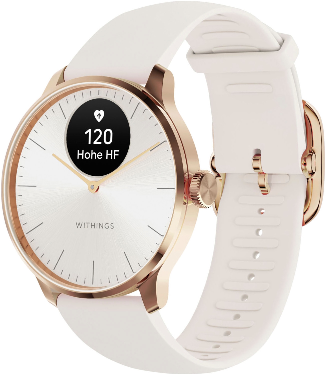 WITHINGS Smartwatch "ScanWatch Light 37mm RoseGold, Akku bis 35 Tage, 50 M Wasserdicht", rosa, Smartwatches, Leicht, elegant, langlebig, hybride, für