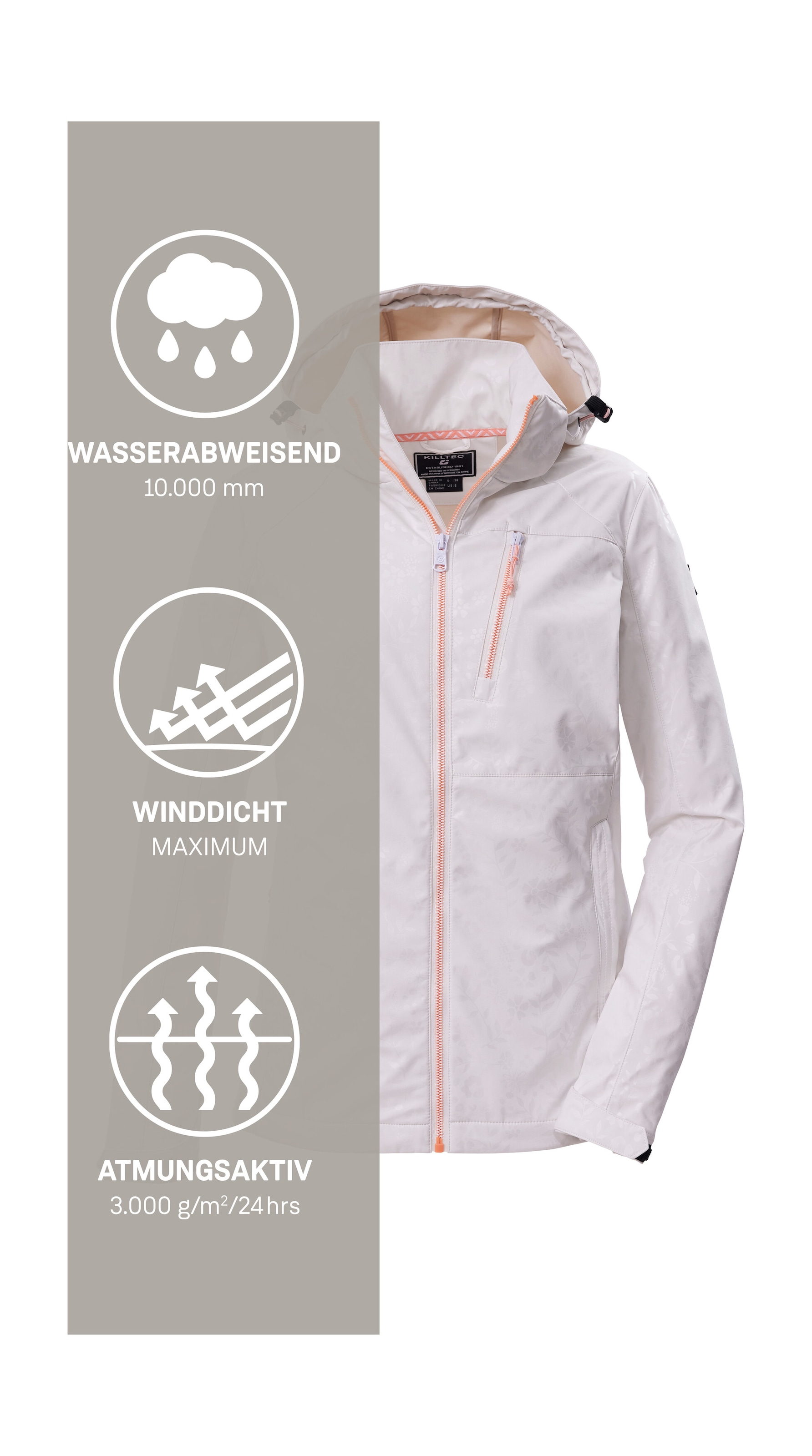 Killtec Softshelljacke »KOS 13 WMN SFTSHLL JCKT FLORAL« Wasserabweisende, winddichte Softshelljacke mit floralem Muster