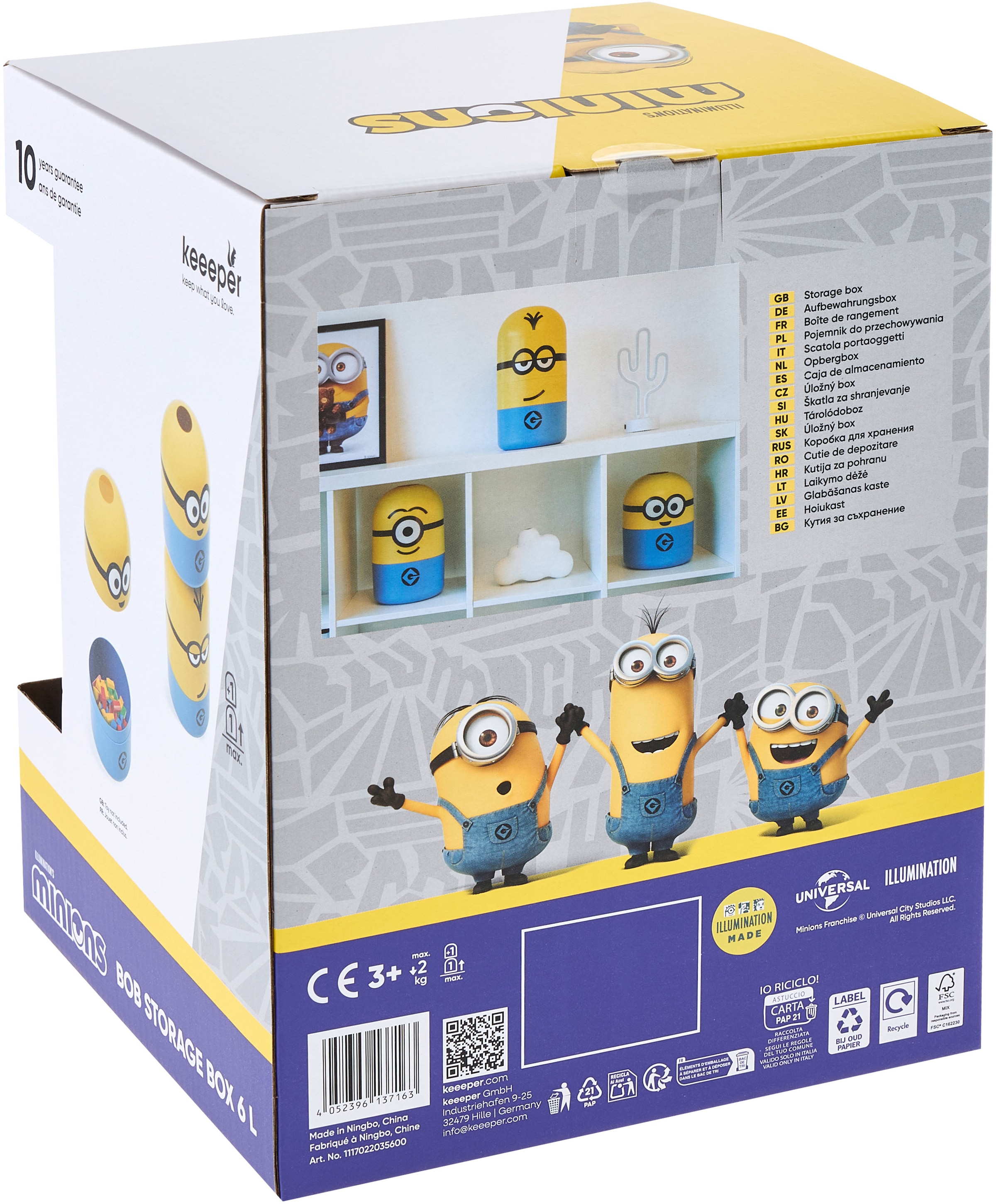 keeeper Aufbewahrungsbox »Bob "minions" Aufbewahrungsdose 6L« keeeper mit Design aus "Ich einfach unverbesserlich"