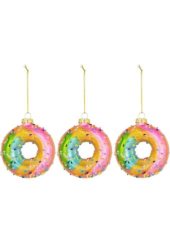 Christbaumschmuck »Donut Reuben, Weihnachtsbaumkugel aus Glas«, (Set, 3 tlg.)