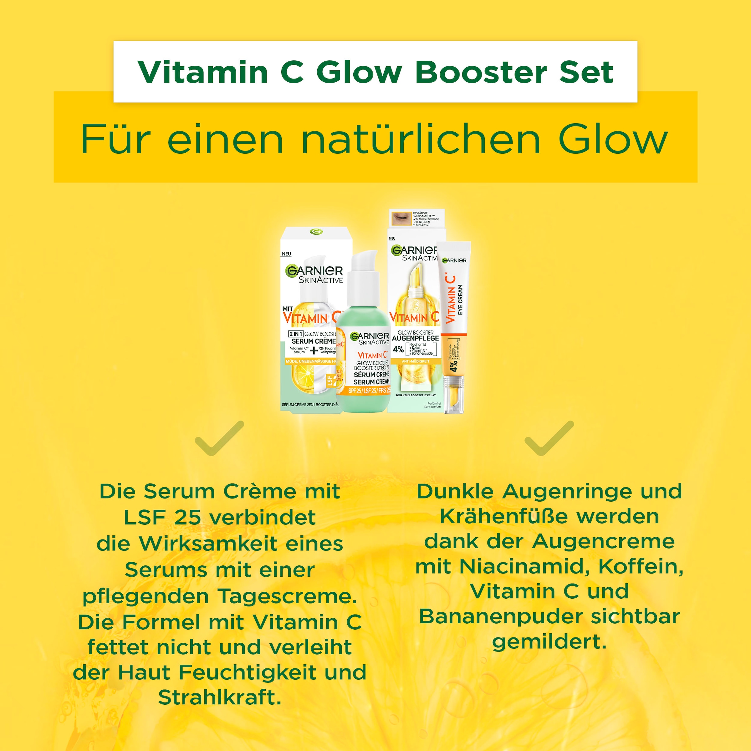 GARNIER Gesichtspflege-Set »Vitamin Set«, Glow C (Set, BAUR tlg.) Booster 2 