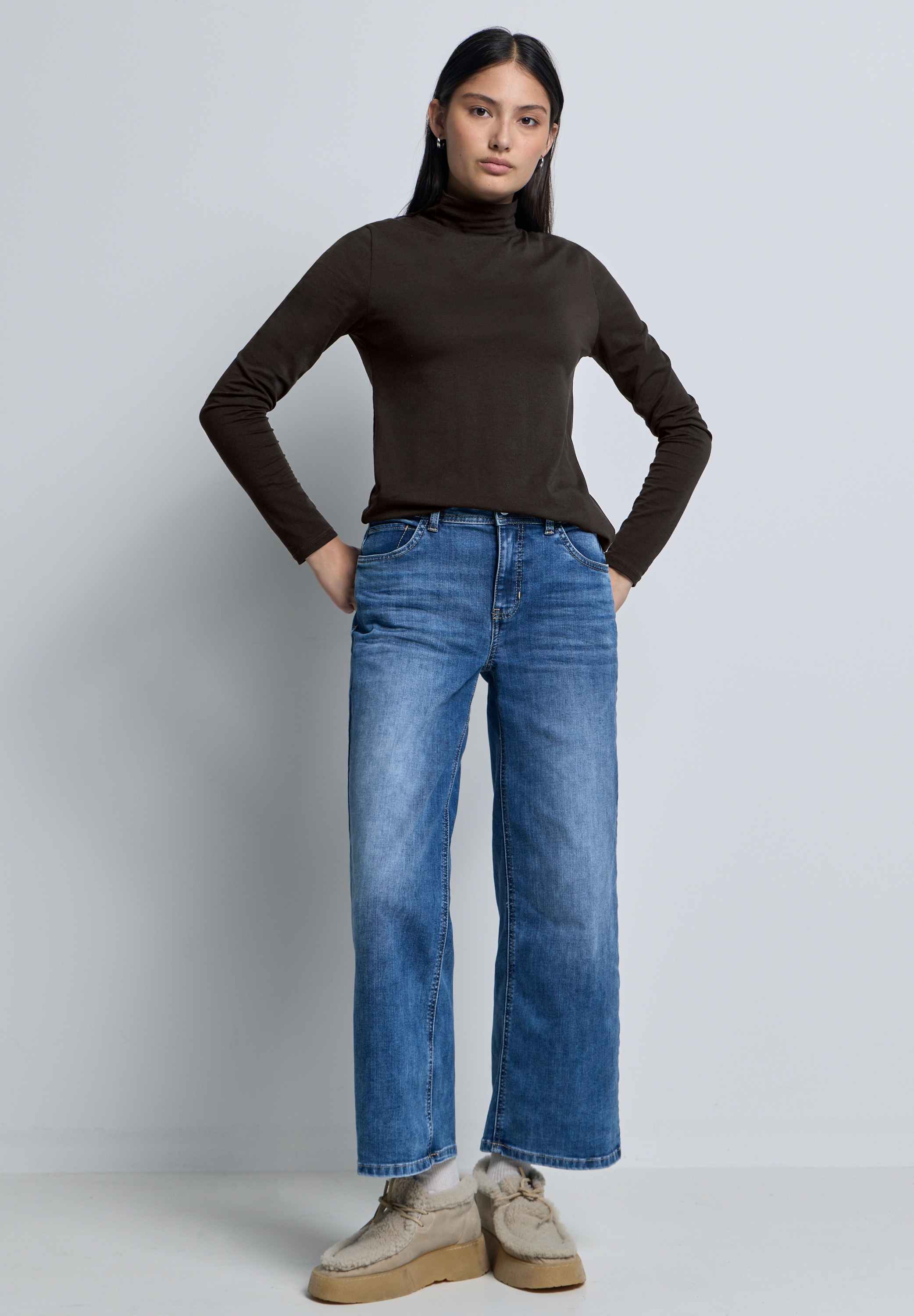 STREET ONE STUDIO Langarmshirt, aus Baumwolle mit Stretchante