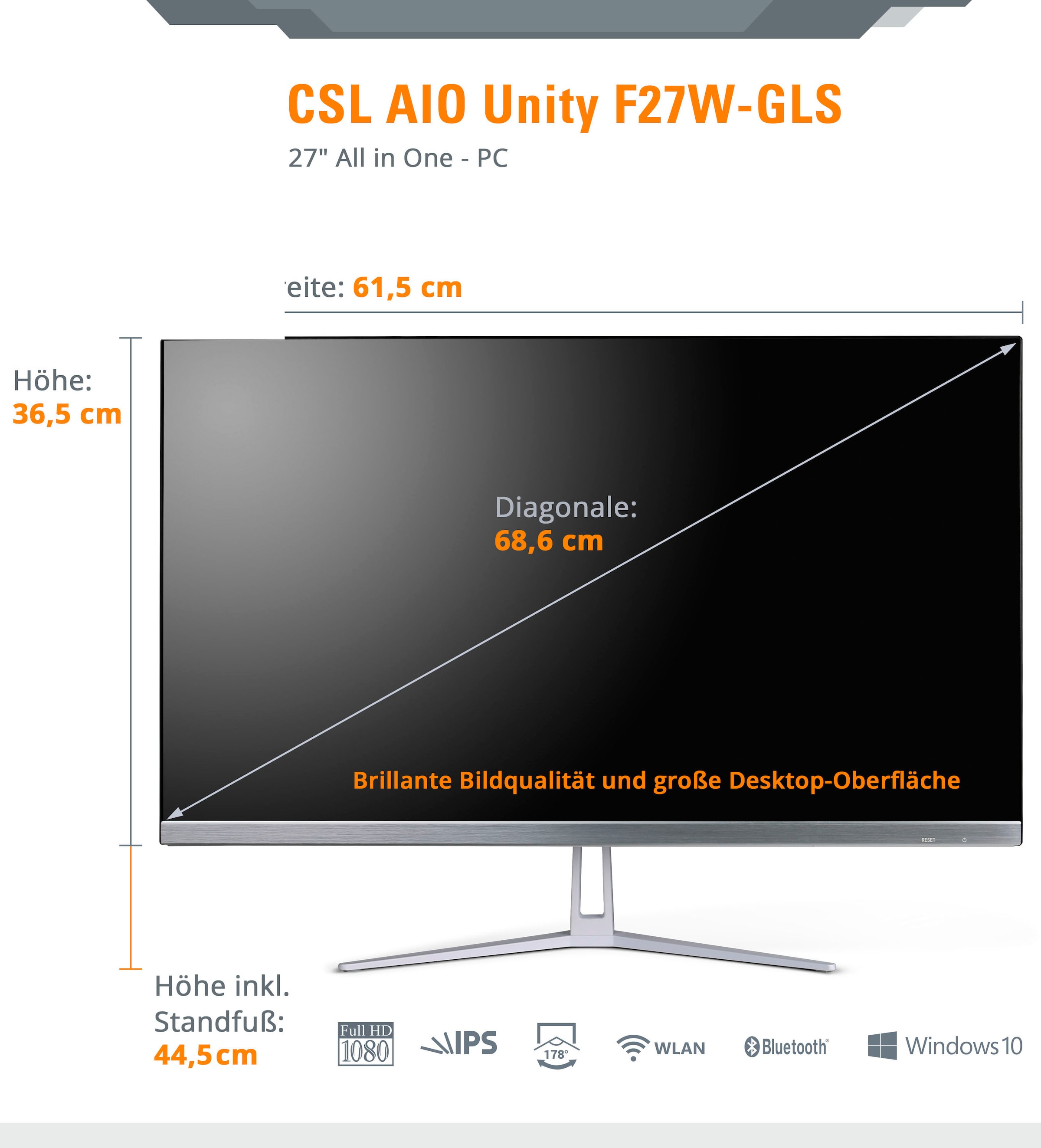 CSL All-in-One PC »Unity F27-GLS mit Windows 10 Home«