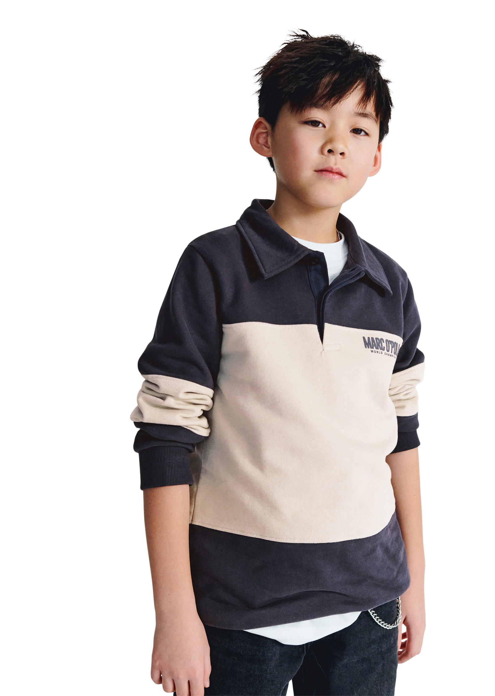 Marc OPolo Sweatshirt, mit Polokragen und Blockstreifen