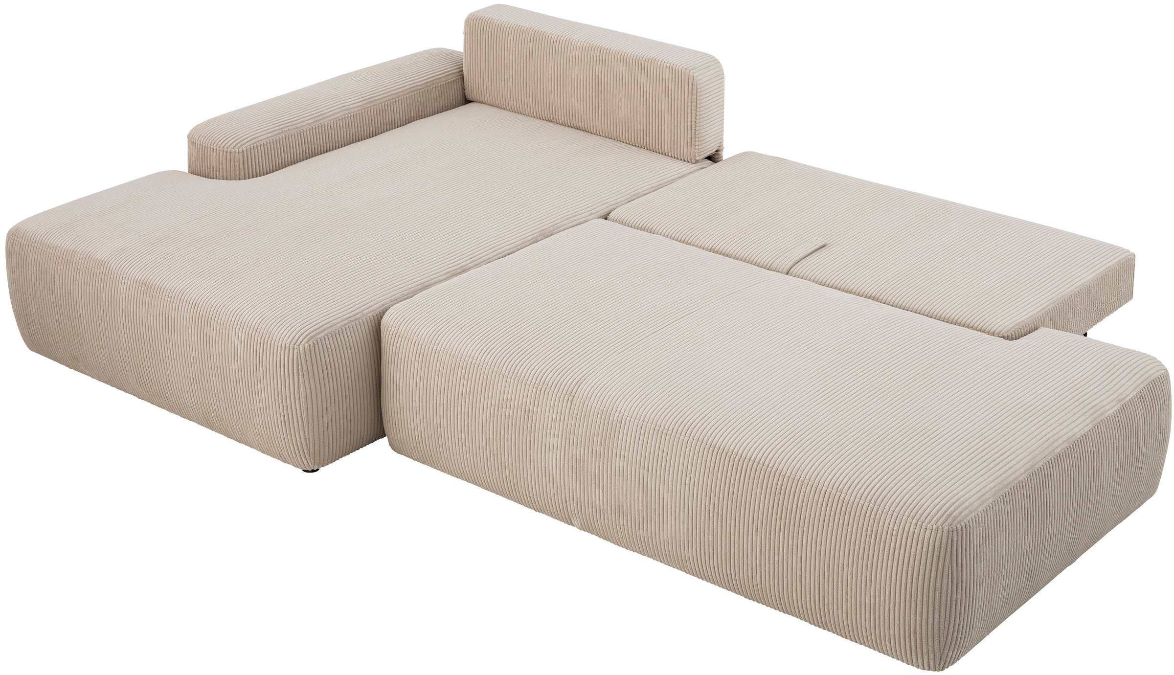 INOSIGN Ecksofa »TORGE, Schlafsofa Cord, Samtvelours u. Strukur fein, Couch in L-Form«, Schlaffunktion und Bettkasten, Liegefläche: 210x125 cm, neues Design