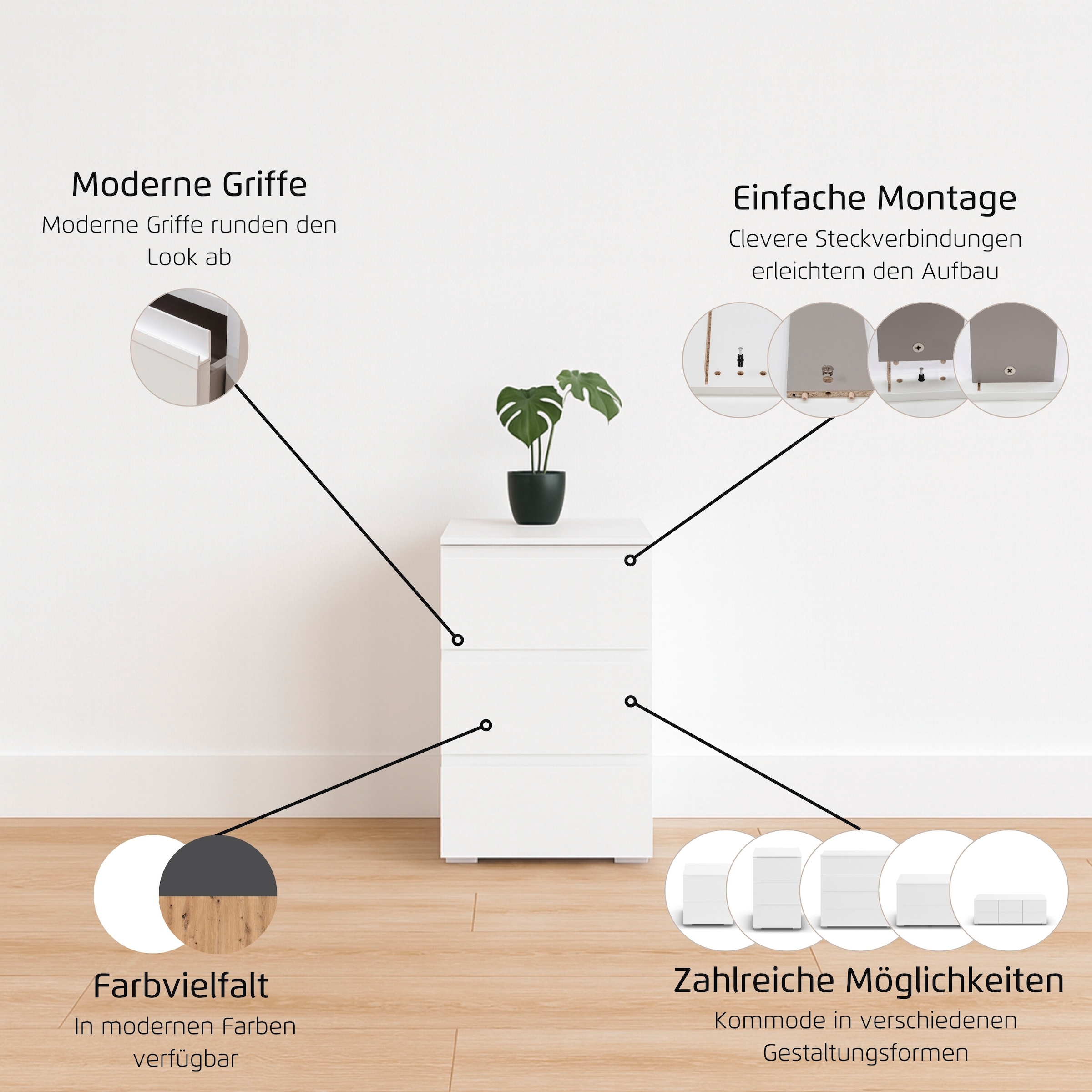 rauch Nachtkommode »Joel« Breite 40 cm,  jeweils drei praktische und geräumige Schubladen MADE IN GERMANY
