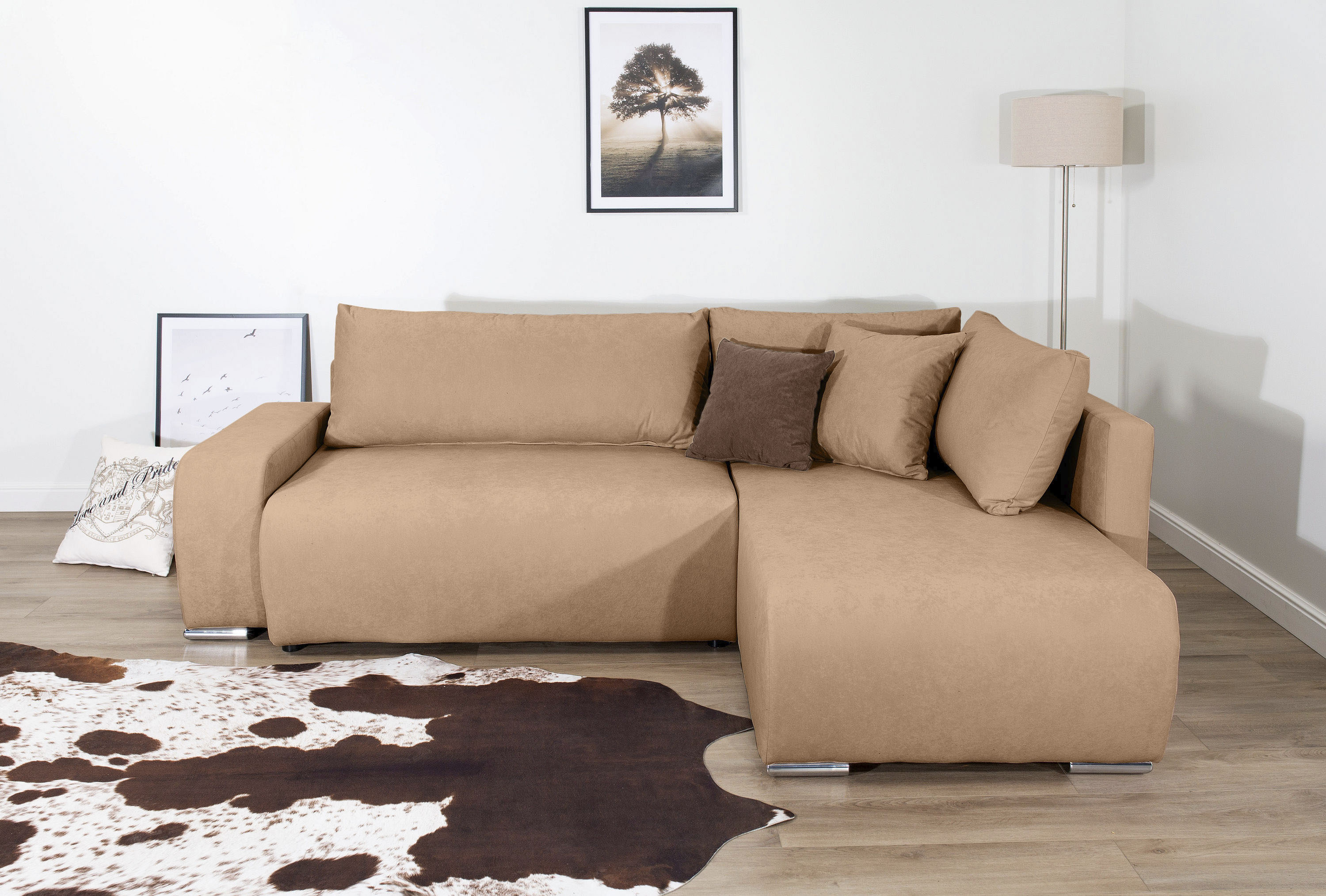 COLLECTION AB "Poppy L-Form, B: 227 cm" Schlaffunktion, Bettkasten & 1 Zierkissen