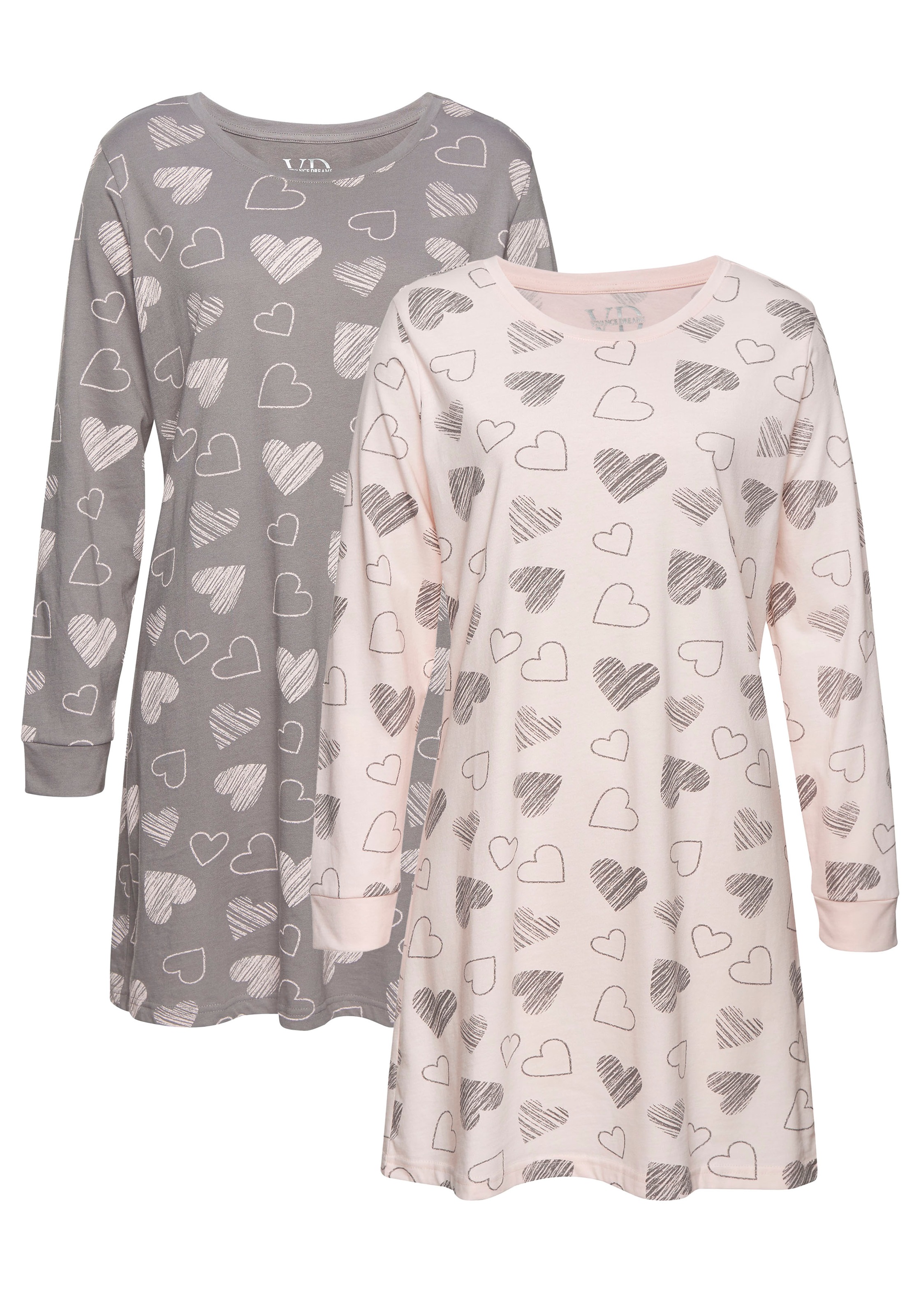 Vivance Dreams Nachthemd 2er Pack, mit süßem Herzprint günstig online kaufen
