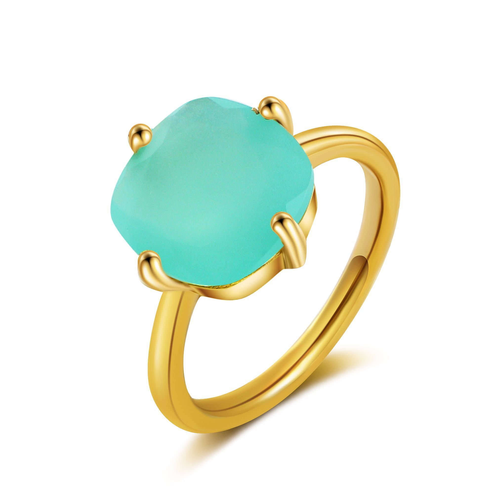 Fingerring AILORIA "Ring Aqua Chalcedon ÉGLANTINE" Gr. 49, grün, Fingerringe, Damen, 49, Fingerring