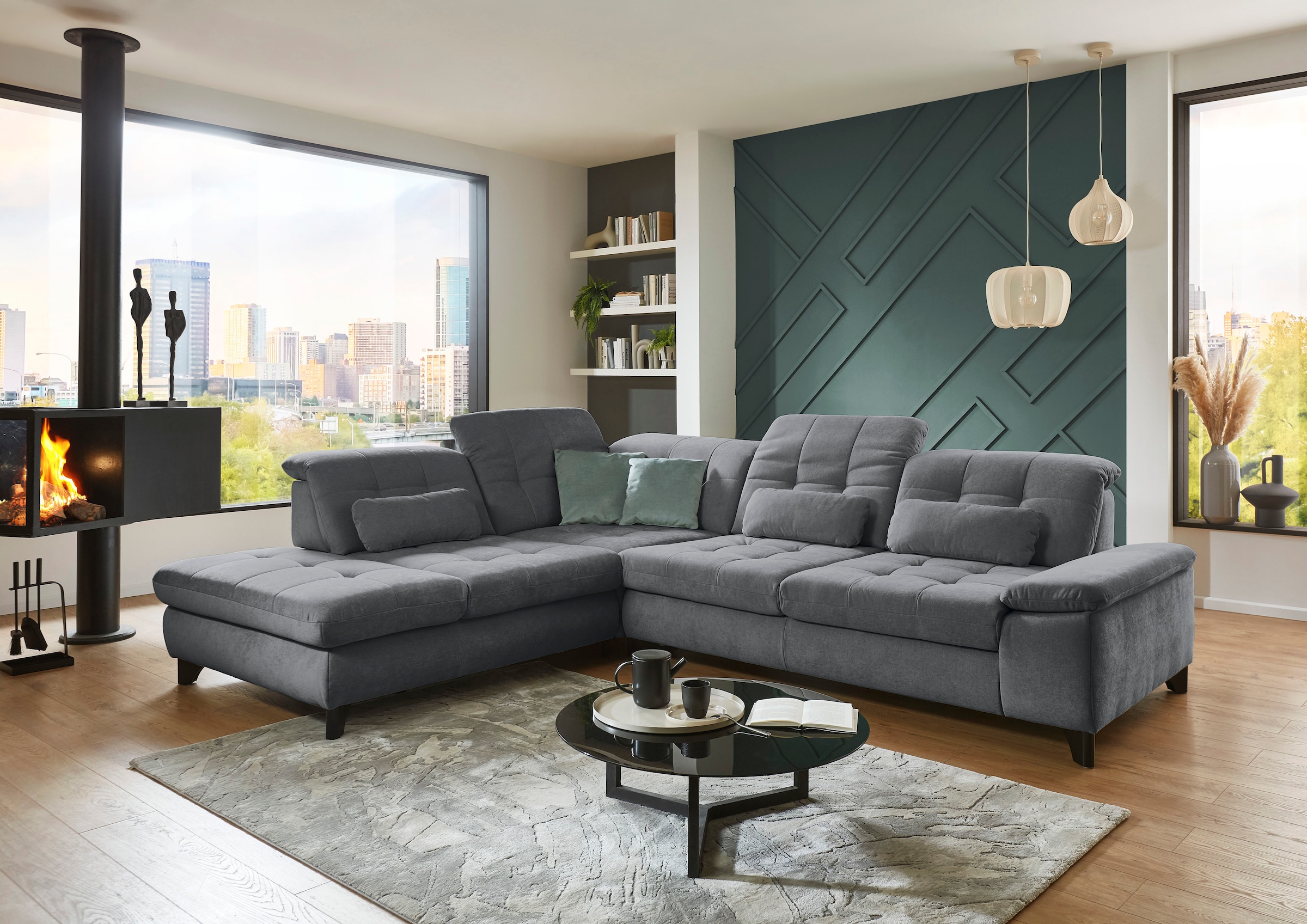Die PlanBar Ecksofa "MP-IN18012 L-Form mit Kaltschaum-Polsterung" Sitztiefenverstellung, optional Kopfteilverstellung & Schlaffunktion