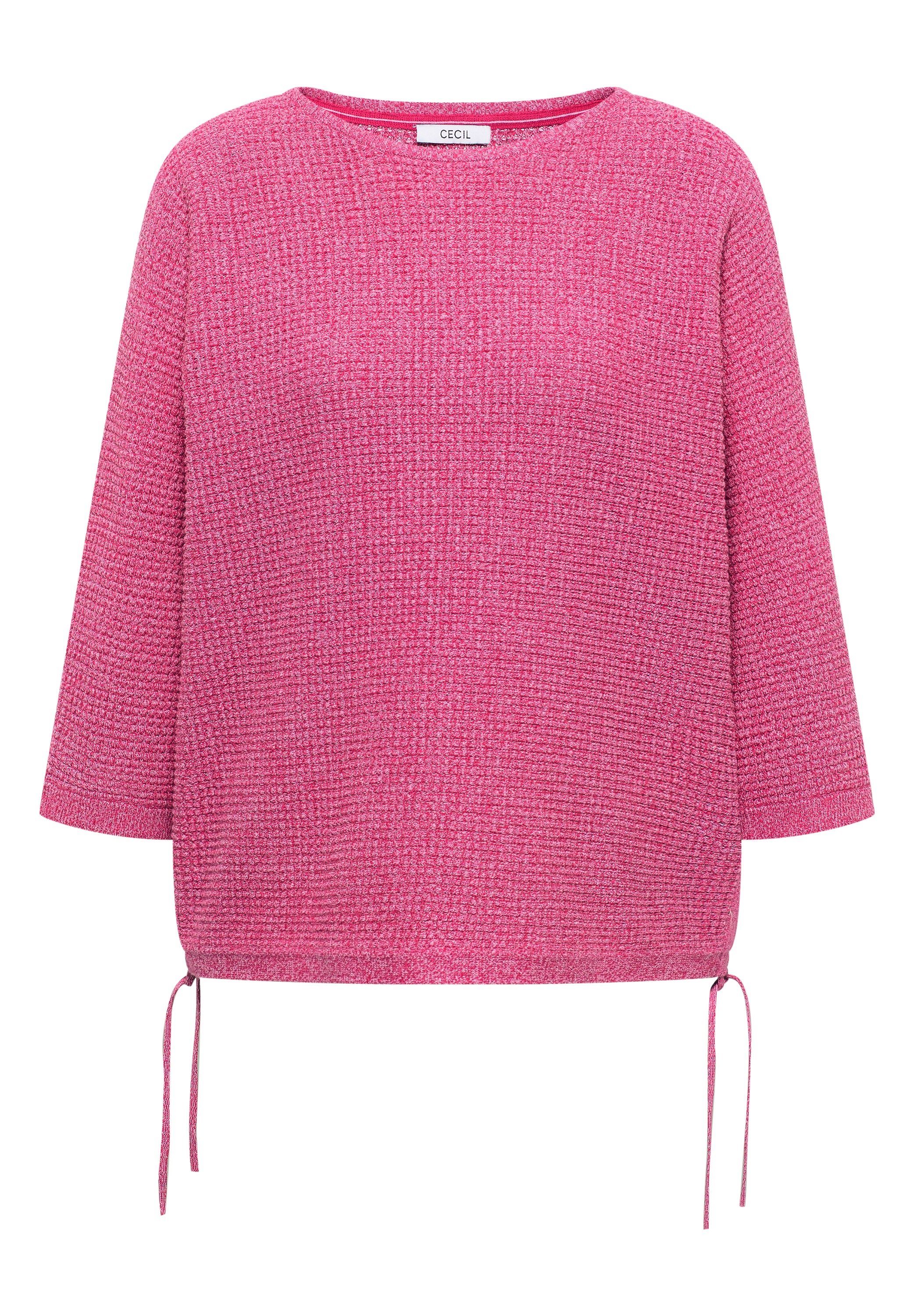 3/4 Arm-Pullover CECIL, Damen, Gr. XL (44), beetroot pink, Feinstrick, 100% Baumwolle, unifarben, comfort fit hüftlang, U-Boot-Ausschnitt, Bündchen, Pullover, mit Struktur 6