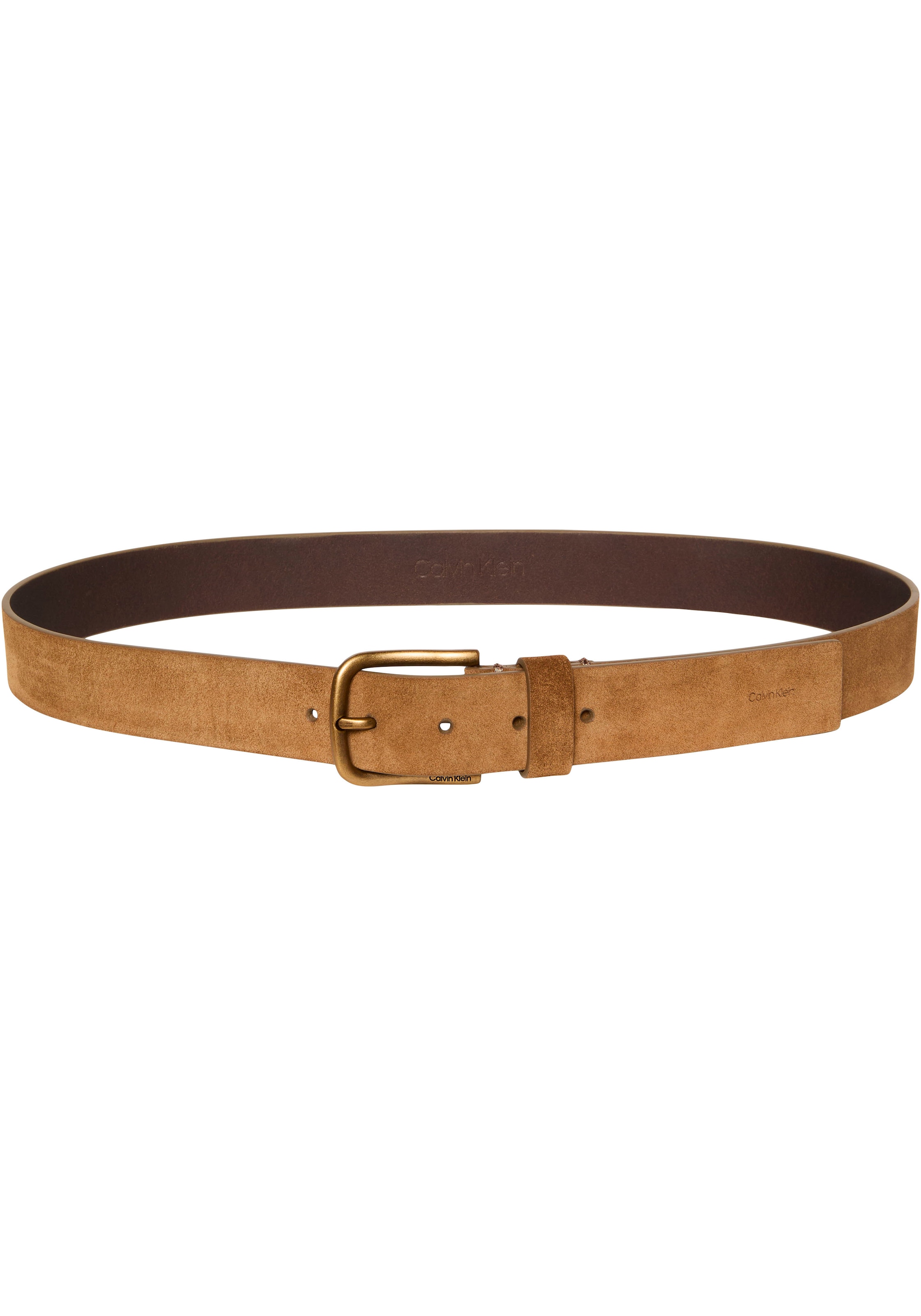 Calvin Klein Ledergürtel »ROUND BUCKLE SUEDE 35MM FIXED« Größenverstellbar mit Metallschließe