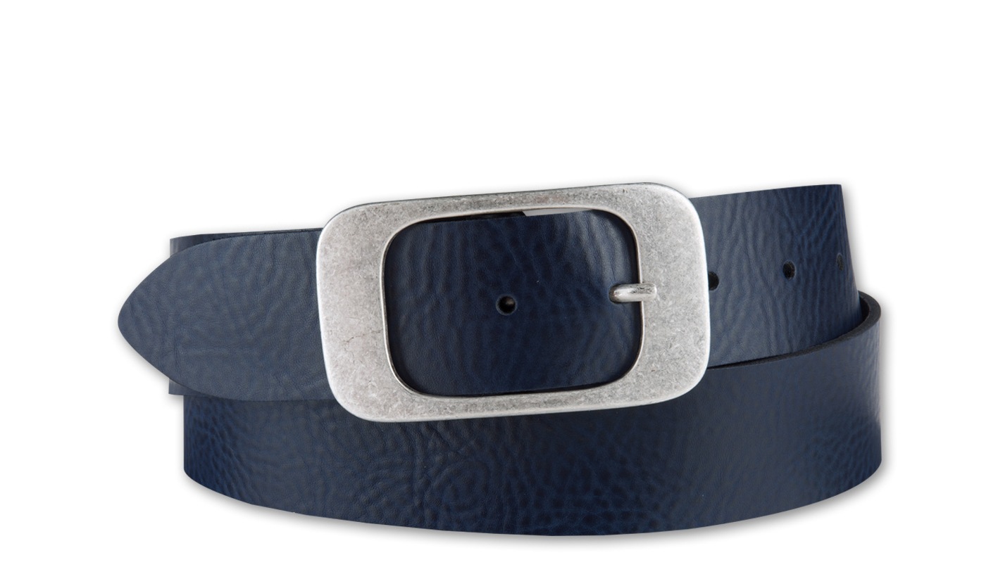 Ledergürtel BERND GÖTZ "Ledergürtel mit aparter, großflächiger Designschließe", Damen, Gr. 110, marine, Rindsleder, Gürtel Ledergürtel