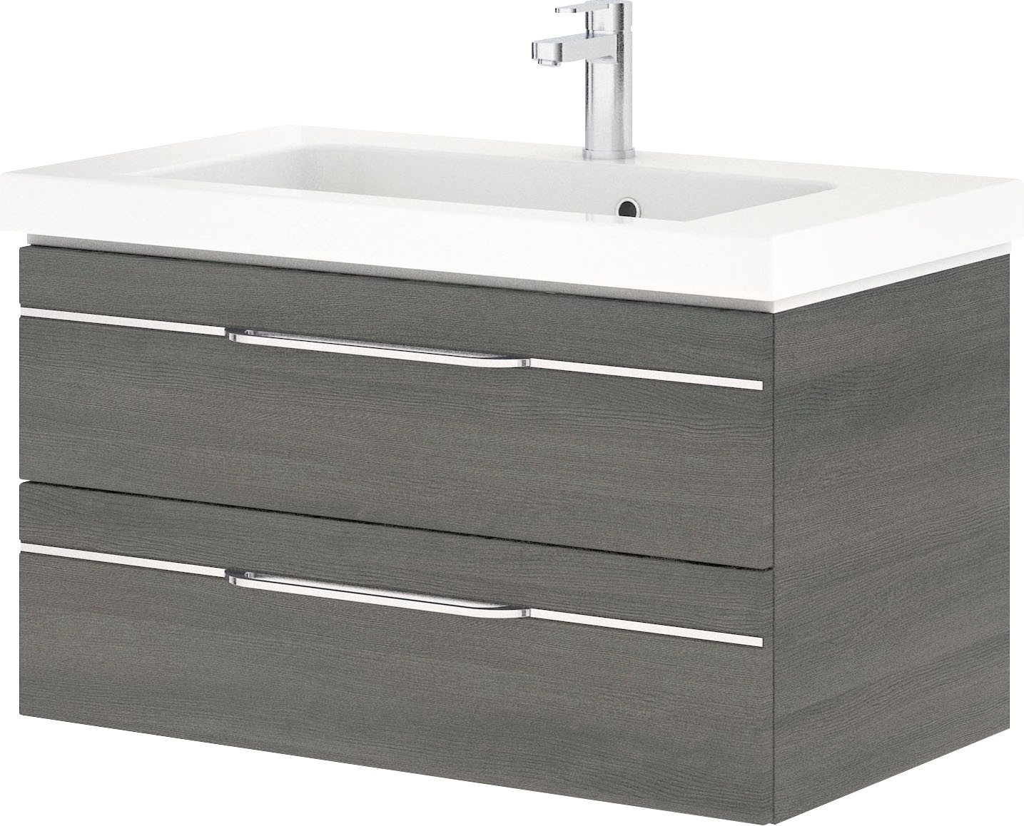 Saphir Badmöbel-Set »Balto Sprint 2-teilig, Mineralmarmor-Waschtisch mit LED-Spiegelschrank«, (2 St.), Badezimmer Set 92 cm breit, inkl. Türdämpfer, 3 Türen, 2 Schubladen