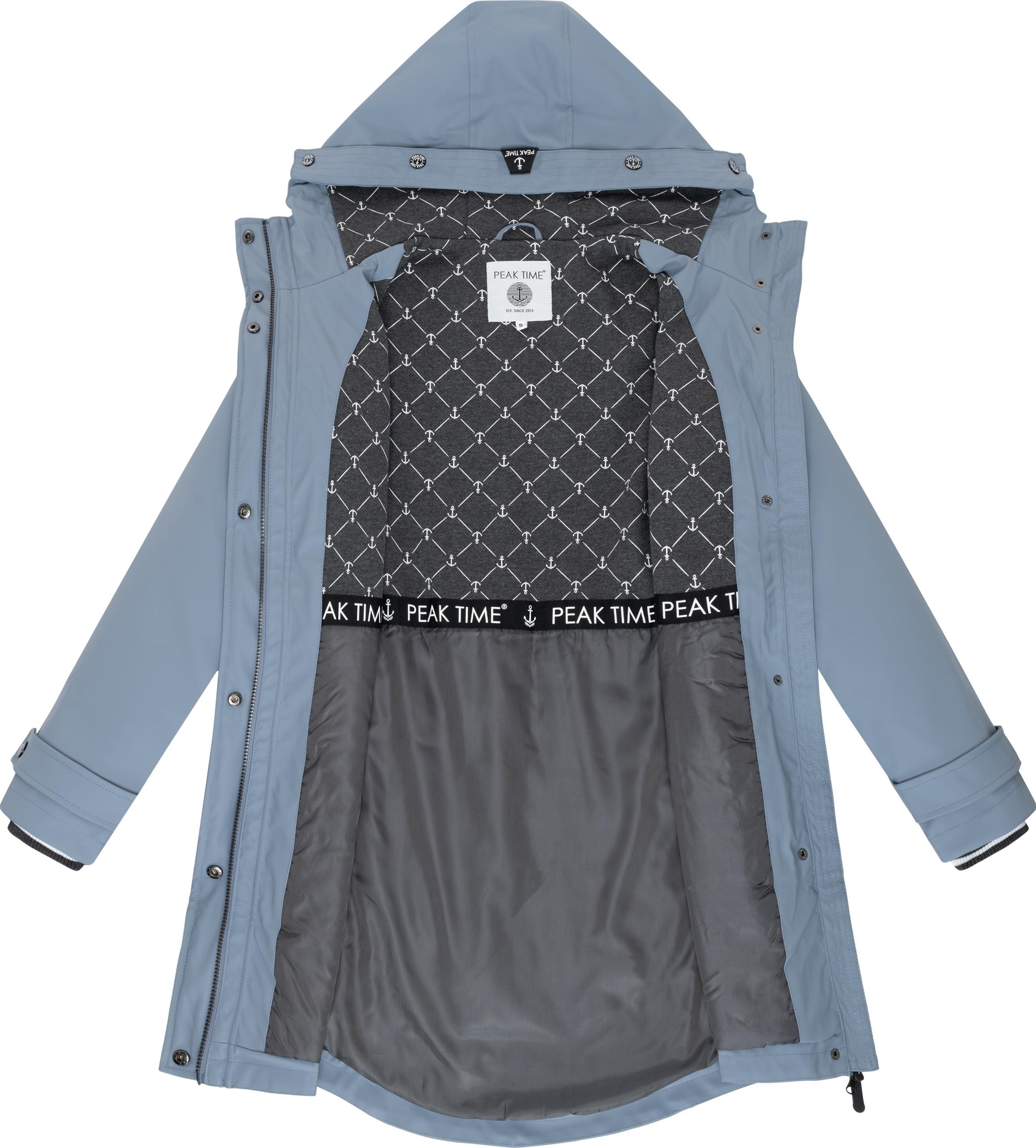 PEAK TIME Regenjacke »L60042«, mit Kapuze, stylisch taillierter Regenmantel für Damen