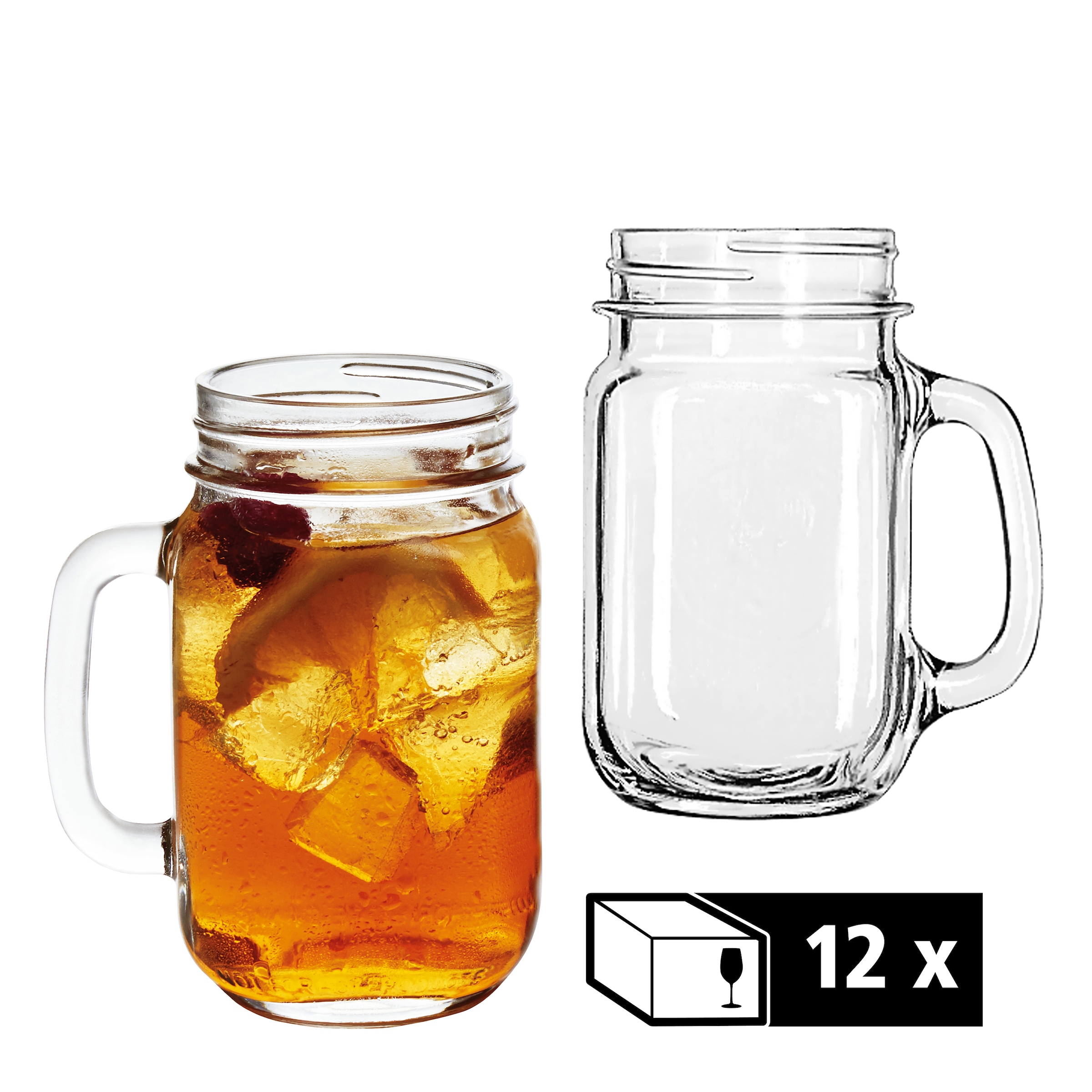 LIBBEY Gläser-Set »Libbey Trinkglas, 12er Set -DRINKING JARS-« 488 ml, hochwertig verarbeitet, im modernen Design
