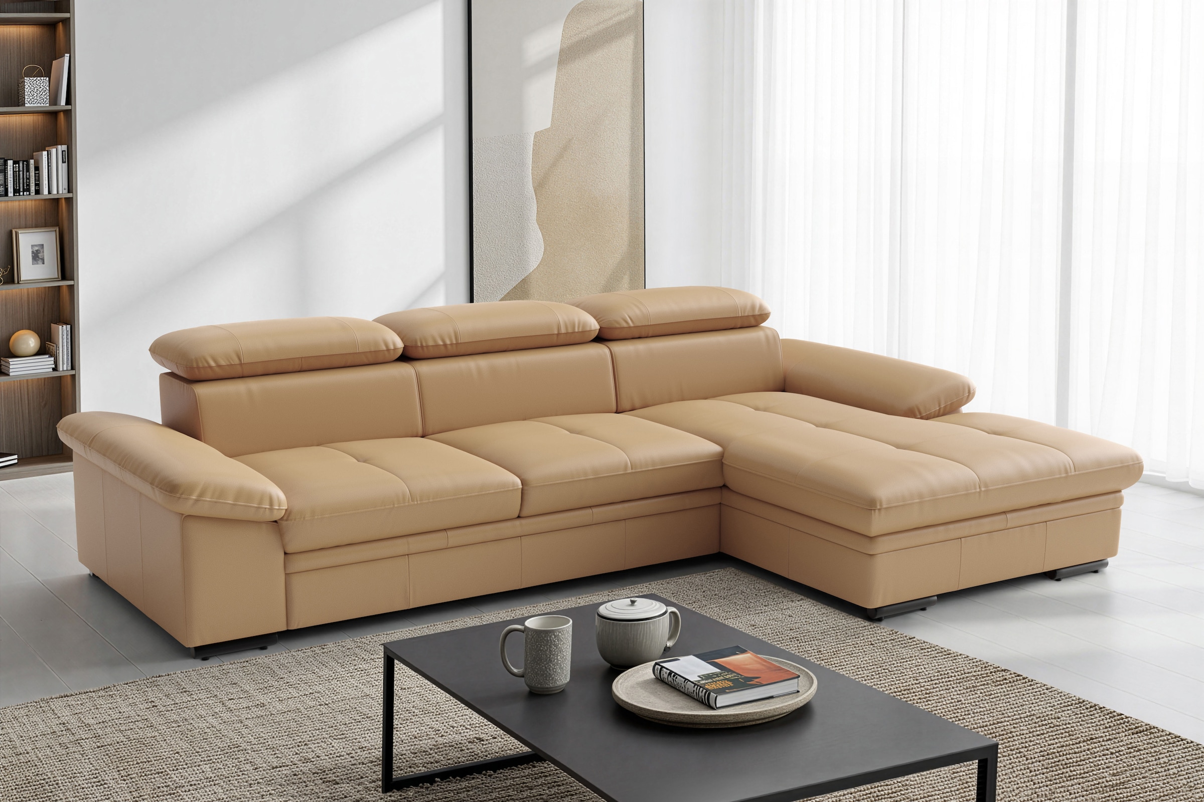 sit&more Ecksofa "Viola, Leder, L-Form, B: 260 cm, mit Armteil- und Kopfteilvertsellung" optional mit Schlaffunktion