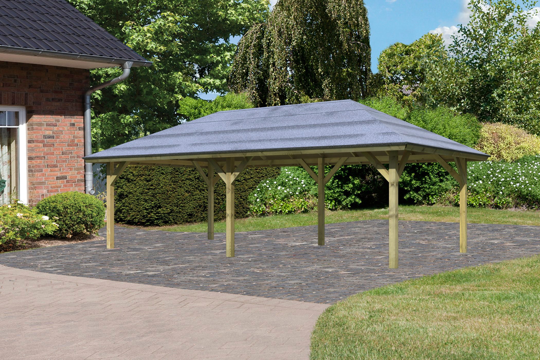 Karibu Pavillon "Kirn 2" BxTxH: 338x592x290 cm, mit H-Pfostenanker günstig online kaufen