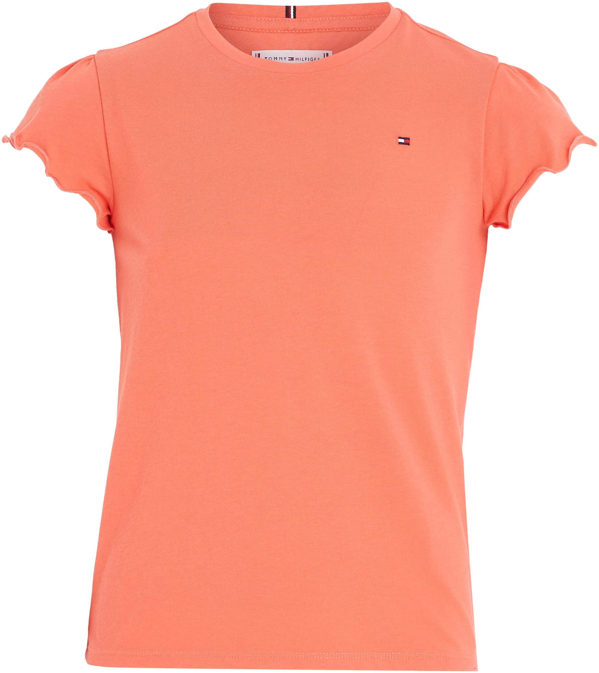 Tommy Hilfiger T-Shirt »ESSENTIAL RUFFLE SLEEVE TOP S/S«, mit dezentem Label  am hinteren Halsausschnitt bestellen | BAUR
