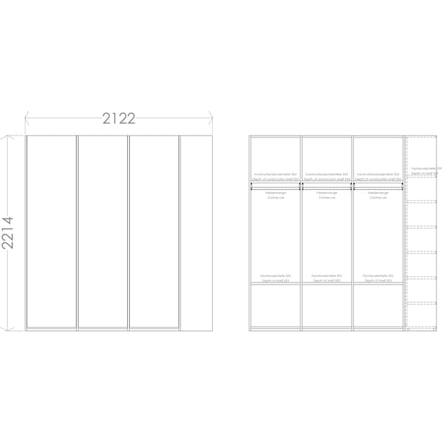 Müller SMALL LIVING Kleiderschrank »Modular Plus Variante 3«, inklusive  links oder rechts montierbarem Seitenregal | BAUR
