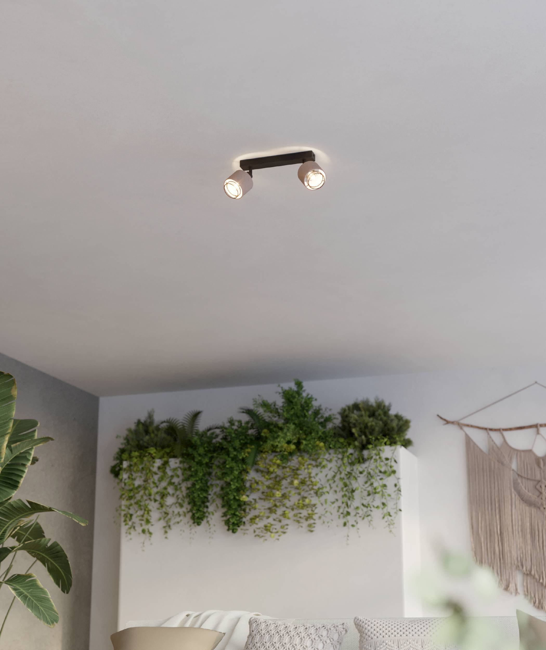 EGLO Deckenleuchte »Rosley Deckenstrahler, Textil und Metall, schwenkbare Spots, E14« E14 1 Stk. Spot - L31 x B9 x H18,5 cm - schwarz - 2X40W exkl.