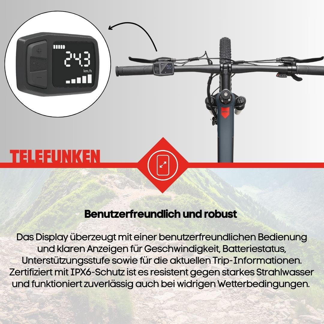 Telefunken E-Bike »Aufsteiger M921«, 7 Gang, Shimano, Heckmotor 250 W, (29 Zoll, Scheibenbremsen), Pedelec, Elektrofahrrad für Damen u. Herren, MTB