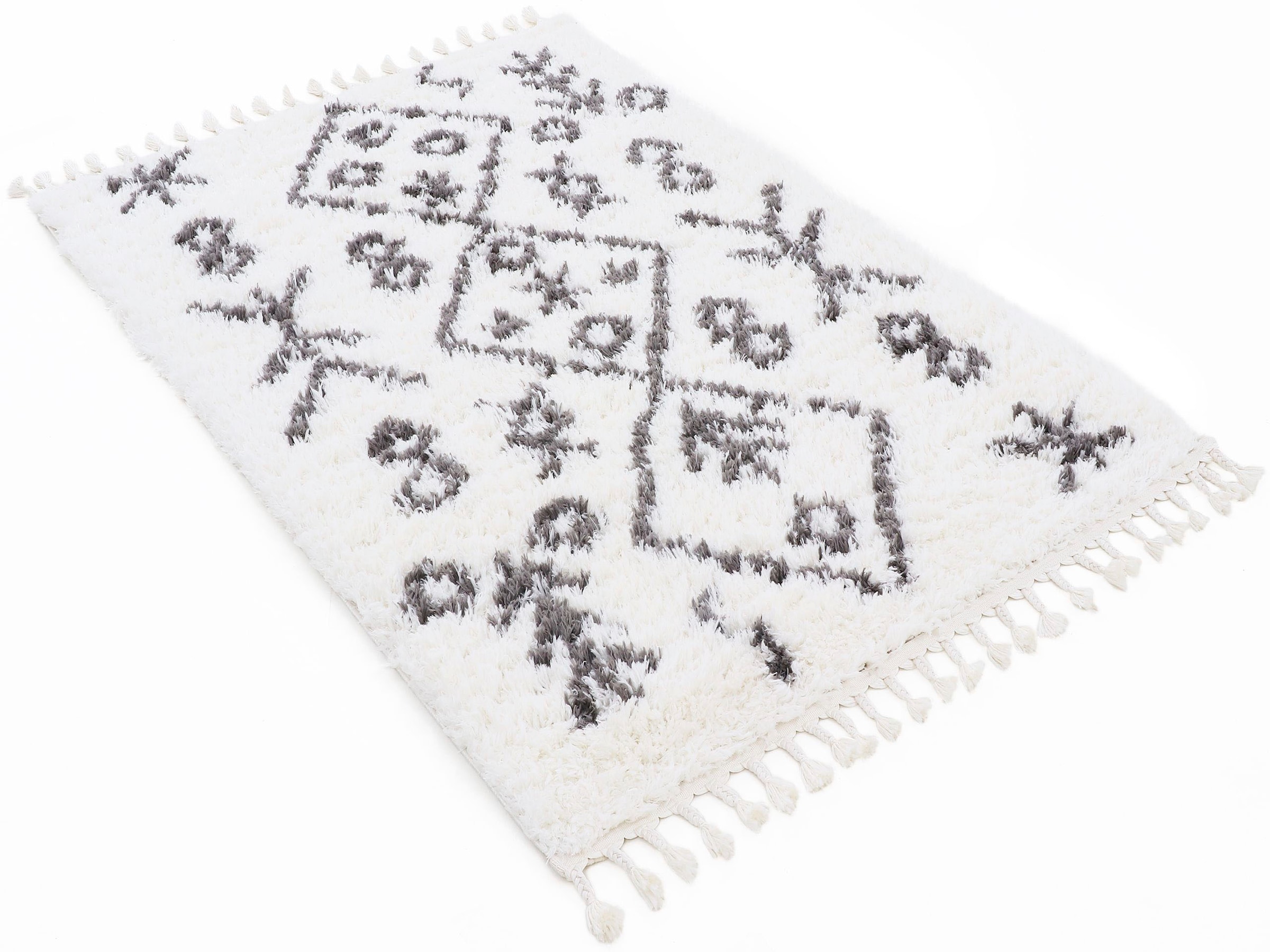 carpetfine Hochflor-Teppich »Linn«, rechteckig, 30 mm Höhe, Mit Fransen, Wohnzimmer