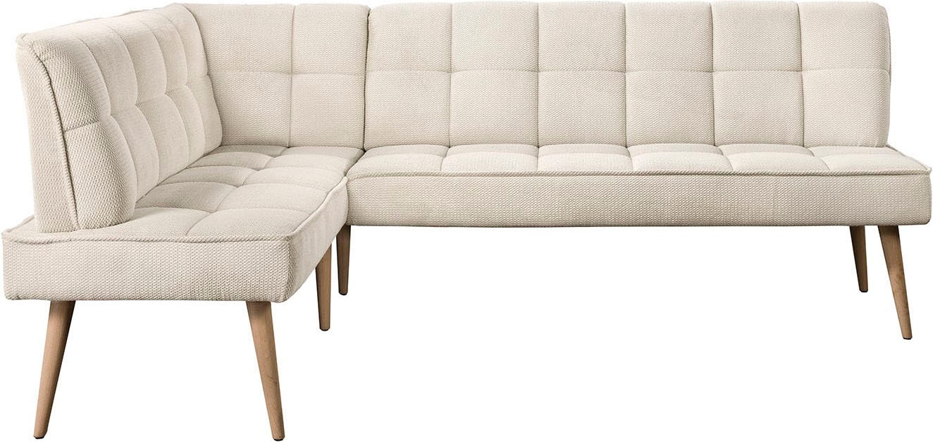 exxpo - sofa fashion Eckbank »Latte« moderne Sitz- und Rückensteppung, bequem und elegant, hoher Holzfuß