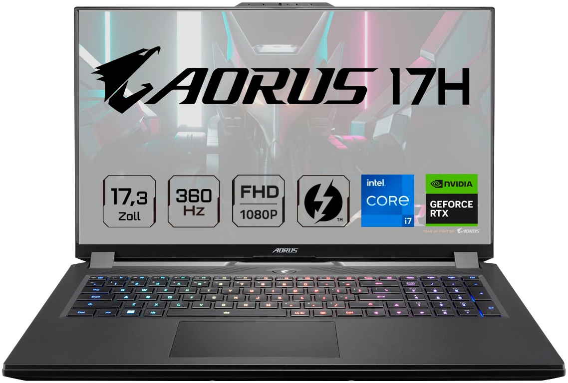 Gigabyte Gaming-Notebook »AORUS 17H BXF-74DE554SH«, 43,9 cm, / 17,3 Zoll, Intel, Core i7, GeForce RTX 4080, 1000 GB SSD