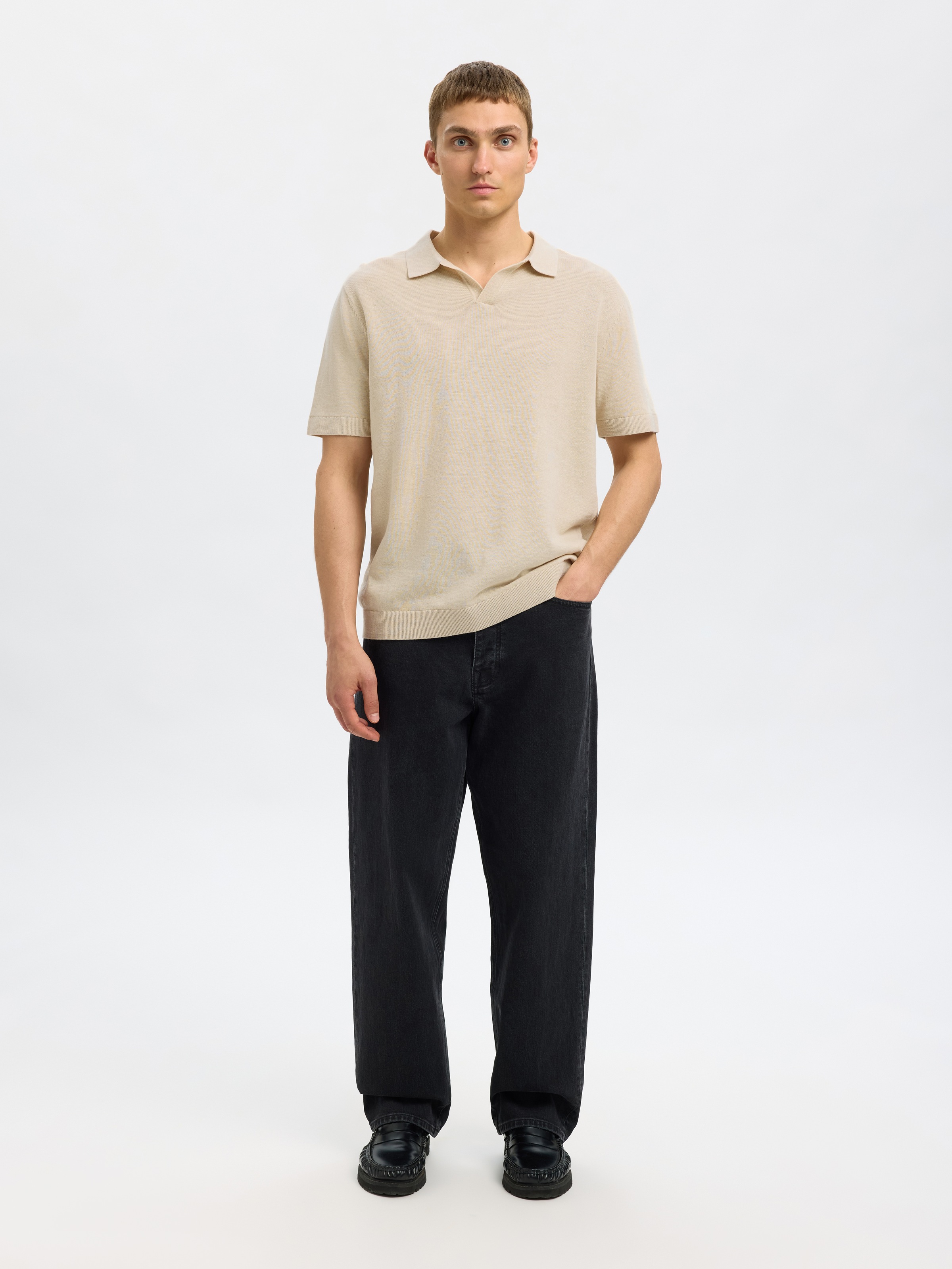 SELECTED HOMME Poloshirt »SLHMATTIS SS KNIT SUN OPEN POLO NOOS«
