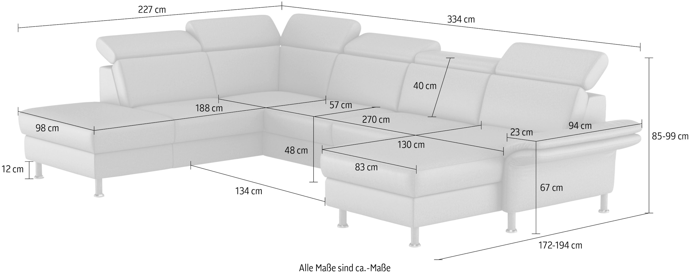 Home affaire Wohnlandschaft »Calypso U-Form«, wahlweise mit motorischer Relaxfunktion